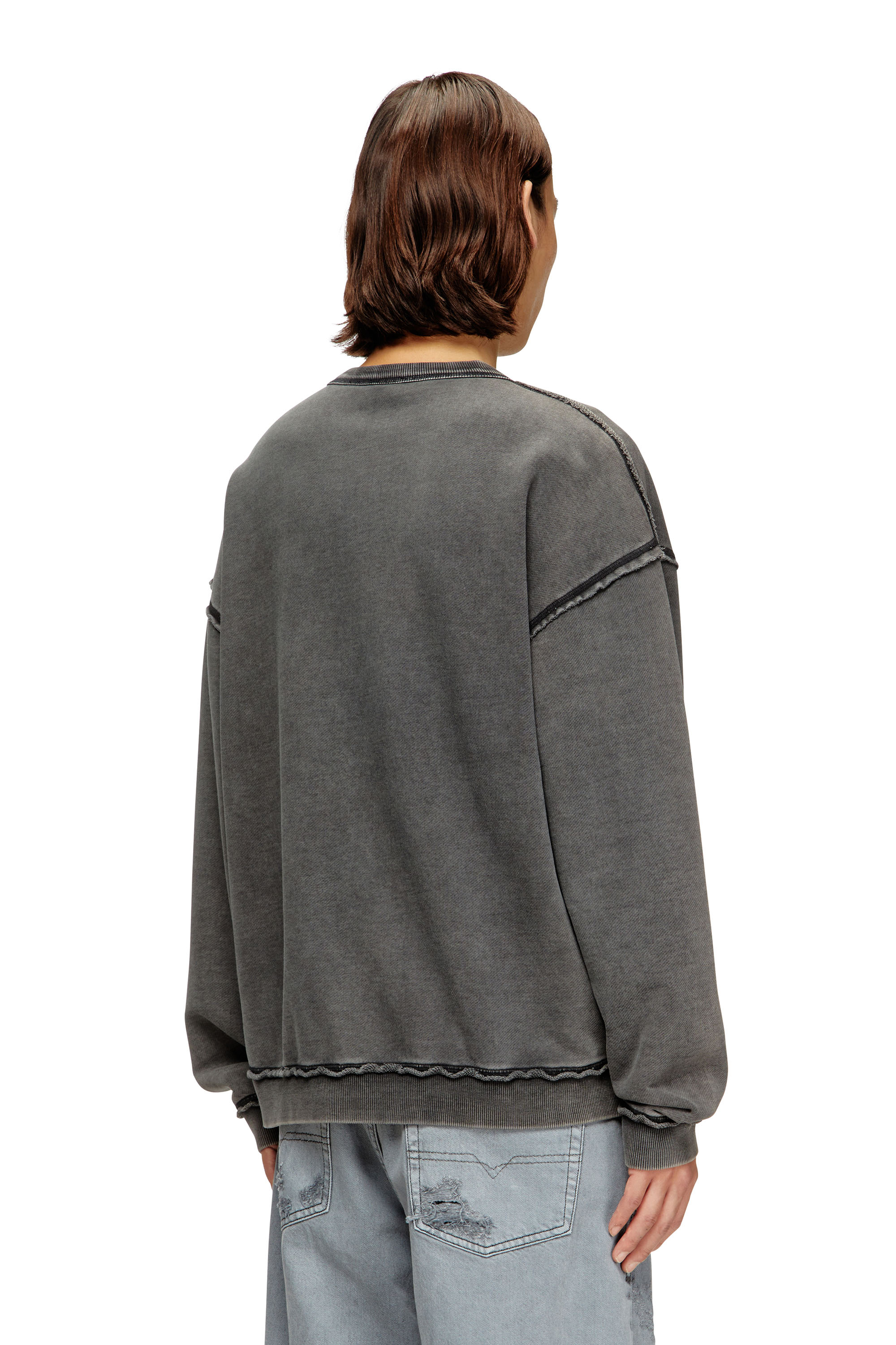 Diesel - S-BOXT-RAW-V1, Felpa in cotone con logo applicato Uomo in Grigio - 4
