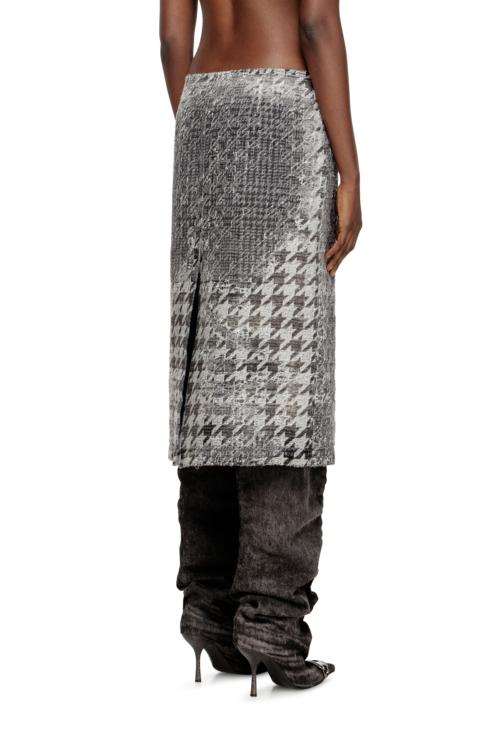 Diesel - DE- RATHIAN-FSH, Gonna midi in denim jacquard motivo Prince of Wales Donna in Multicolor - 4
