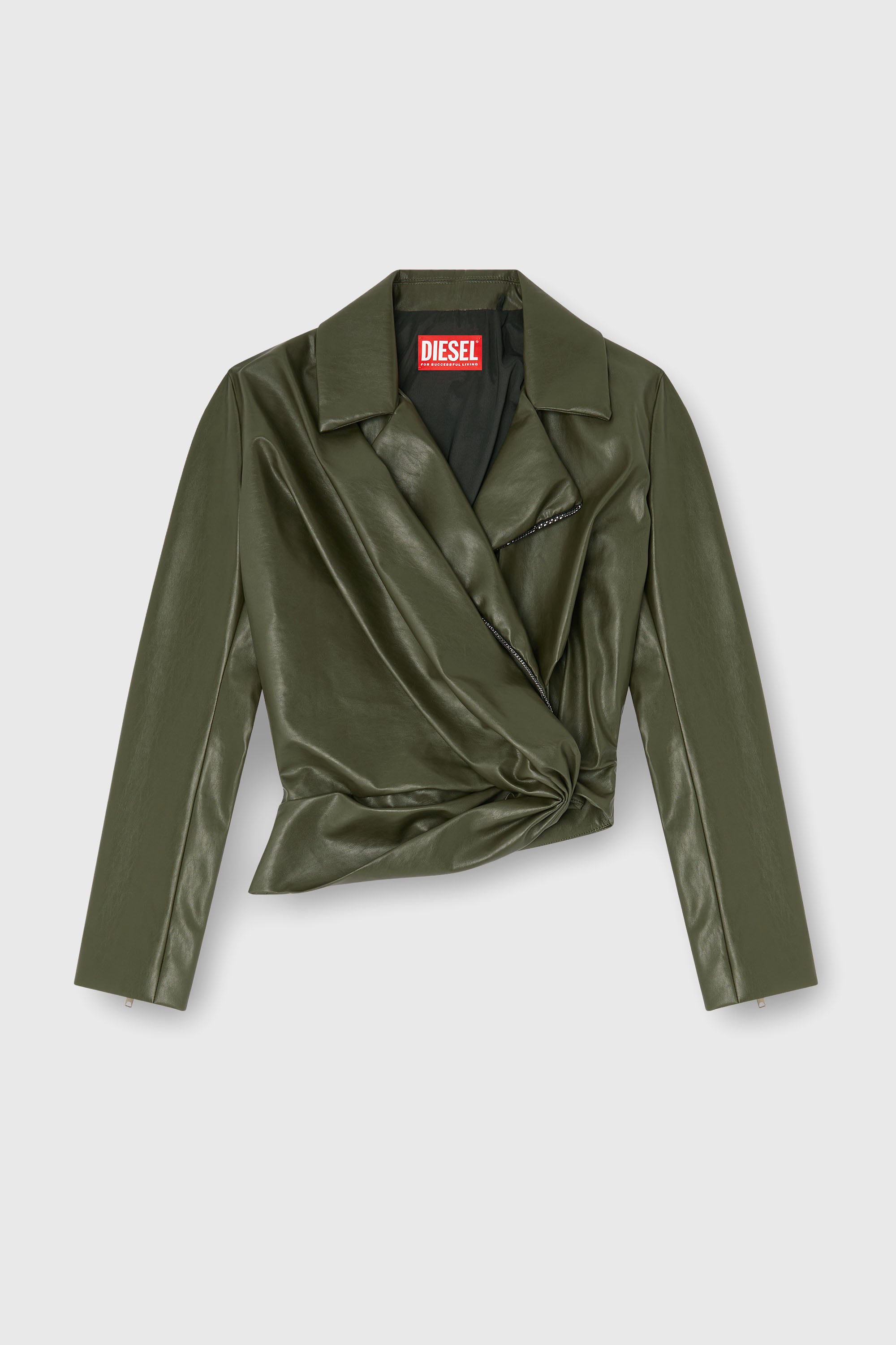 Diesel - G-DRAP, Giacca effetto drappeggiato con dettaglio wrap Donna in Verde - 1