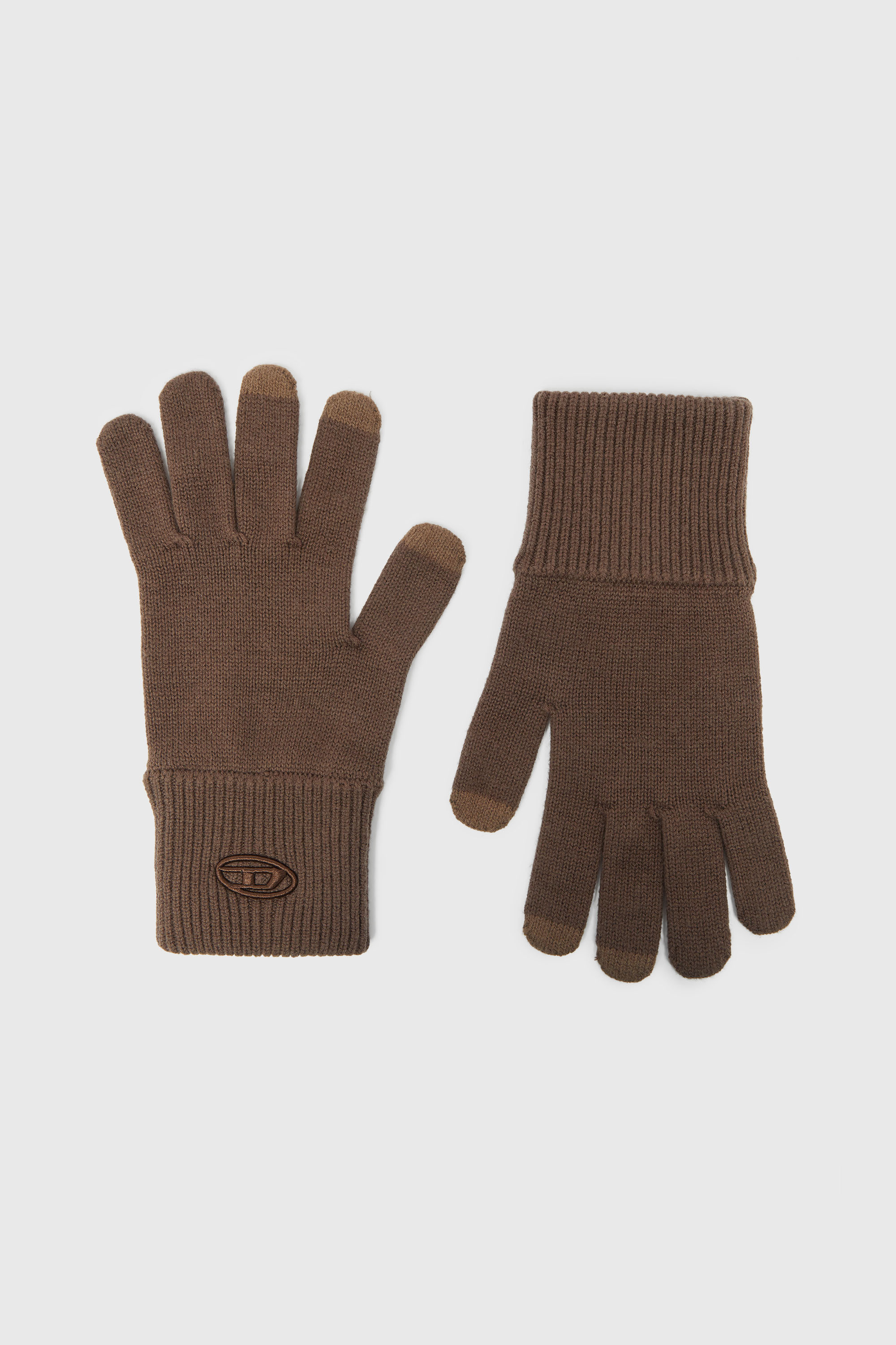 Diesel - K-CODY-A, Guanti in misto lana con logo ricamato Unisex in Marrone - 1