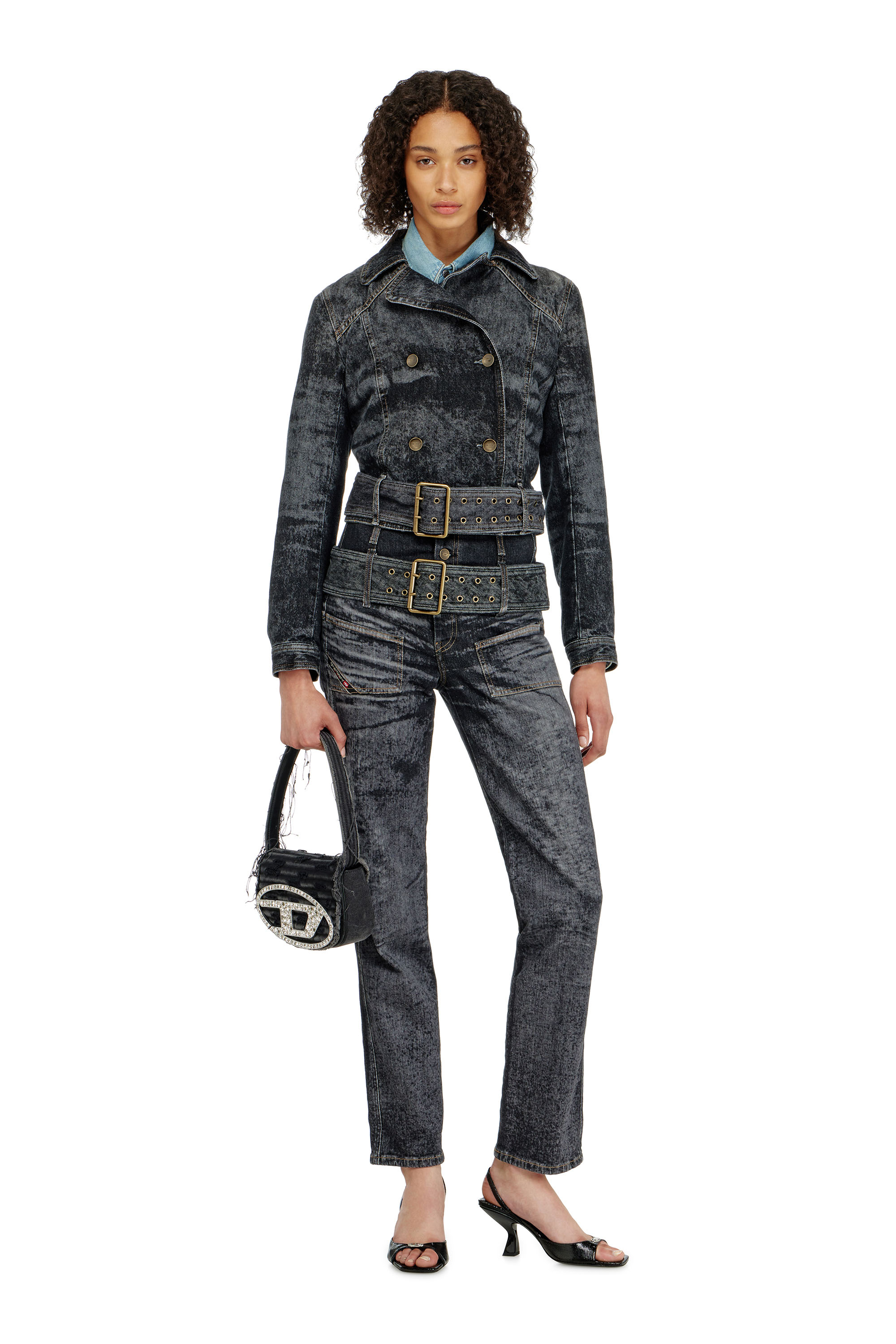 Diesel - Slim Jeans D-Gorina 09Q30 Donna, Nero/Grigio scuro - Image 1