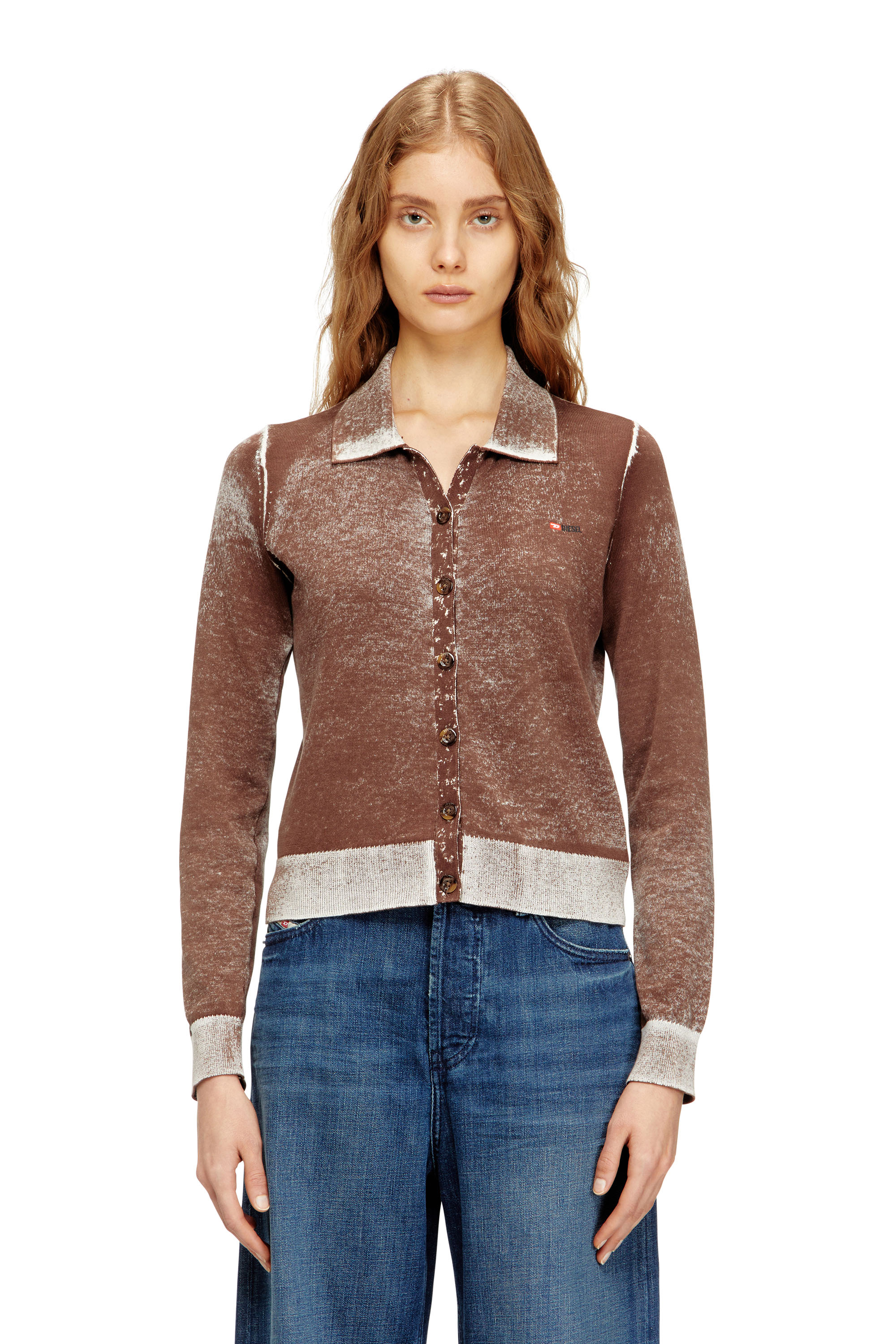 Diesel - M-LOREN, Cardigan con stampa interna sfumata Donna in Marrone - 1