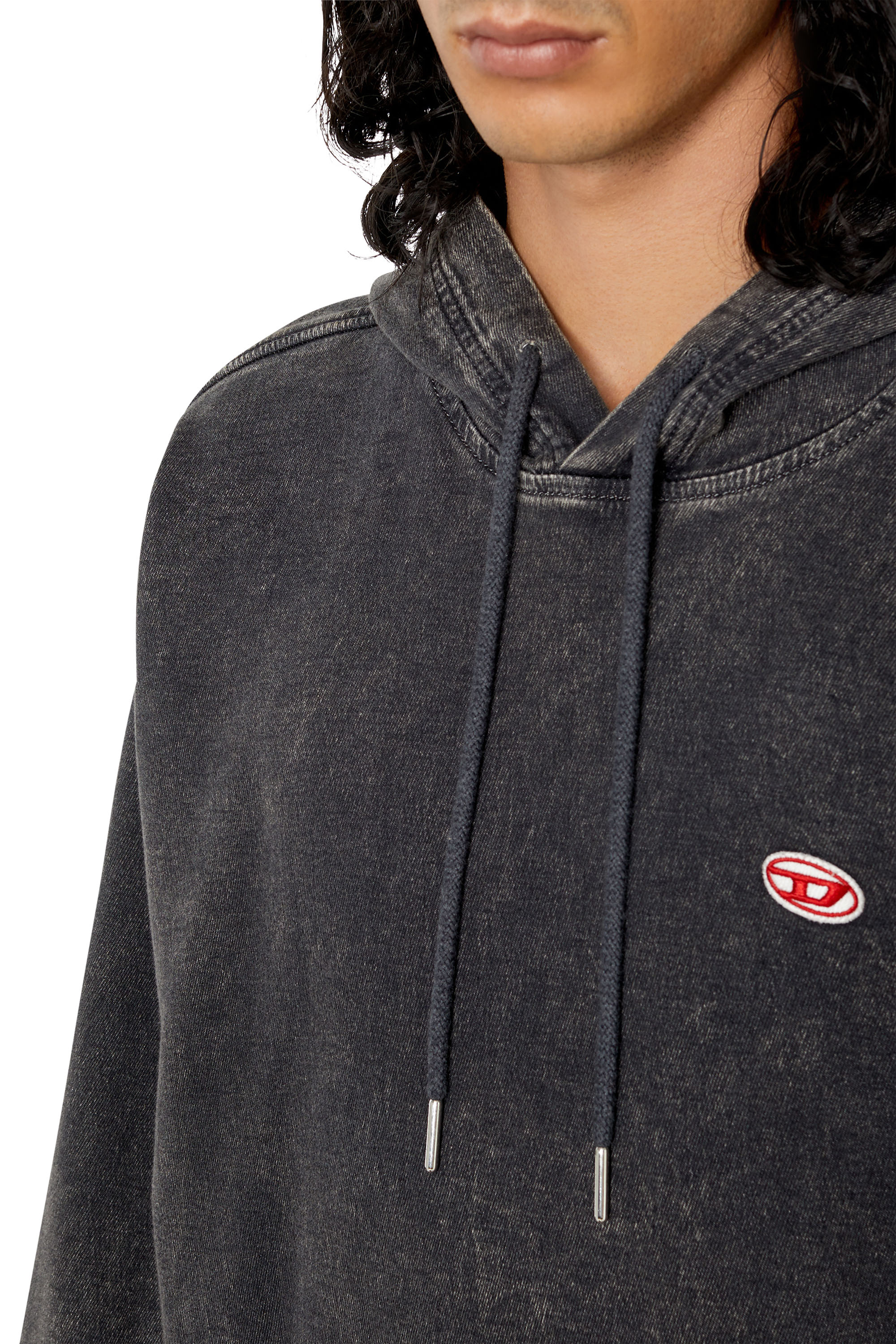Diesel - D-UM-RIB TRACK DENIM HOODIE, Nero/Grigio scuro - Image 5