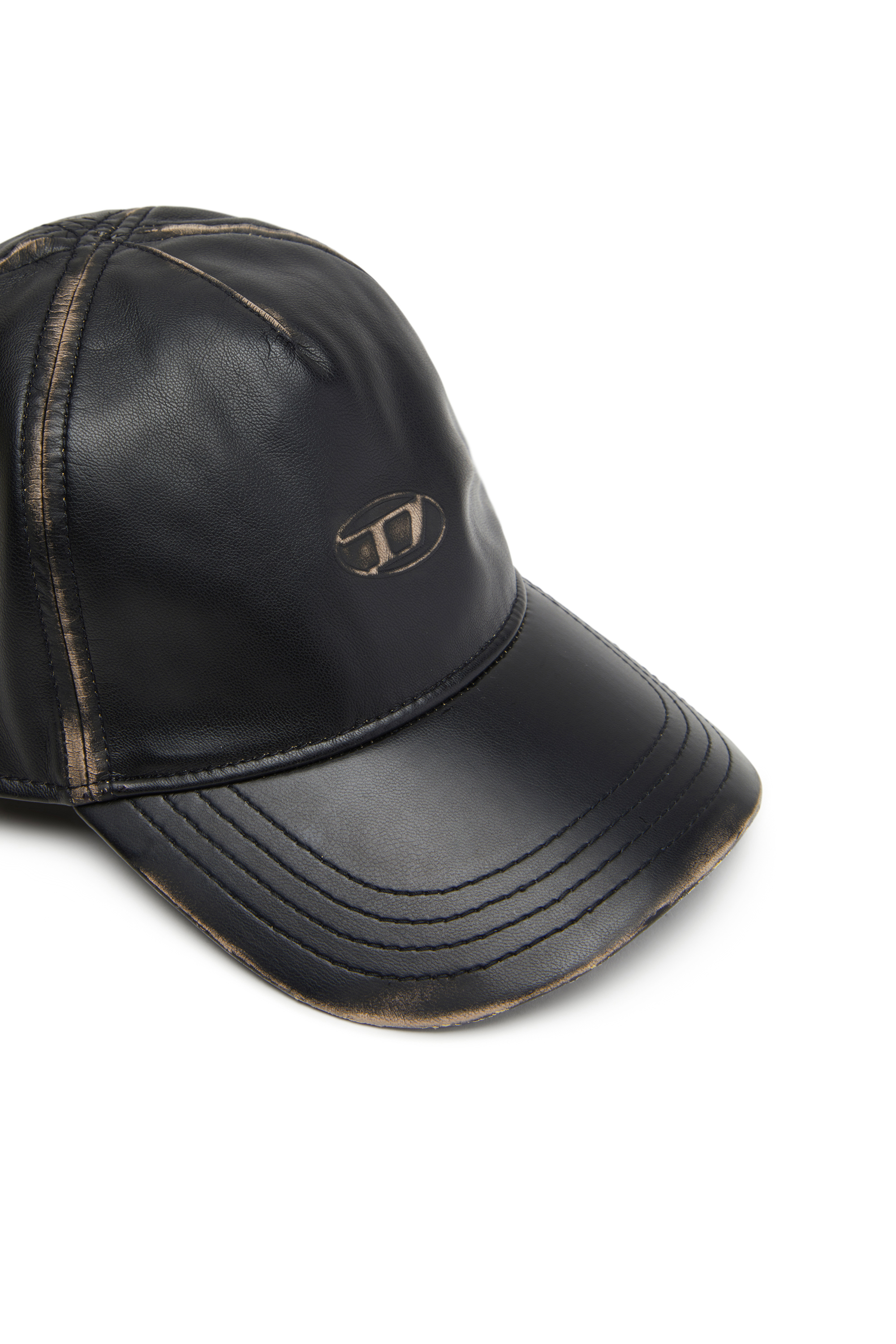 Diesel - C-HEATHER, Cappello da baseball effetto pelle Uomo in Nero - 3