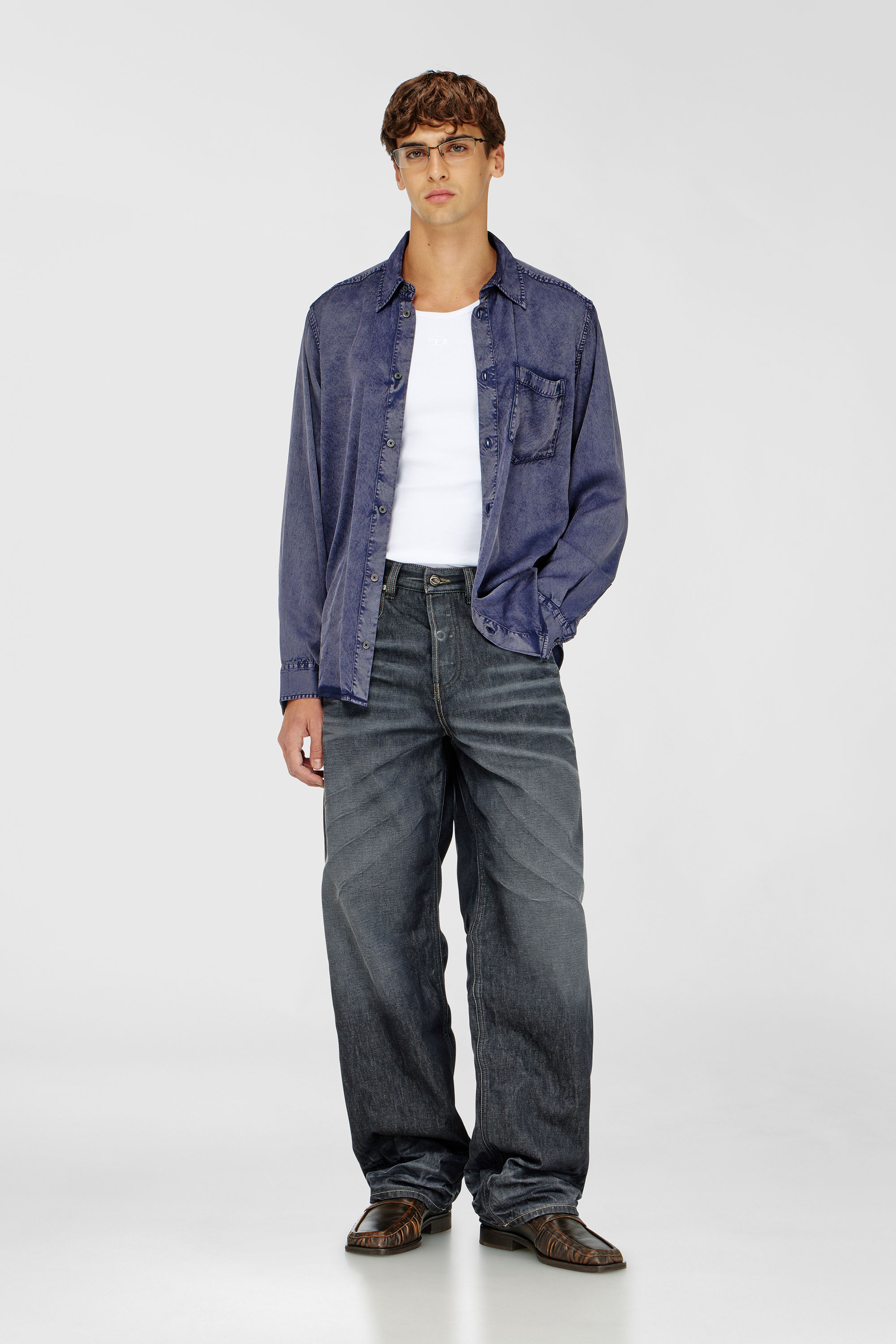 Diesel - T-ARM-LKDS, Canotta in jersey a costine con ricamo Oval D Uomo in Bianco - 1