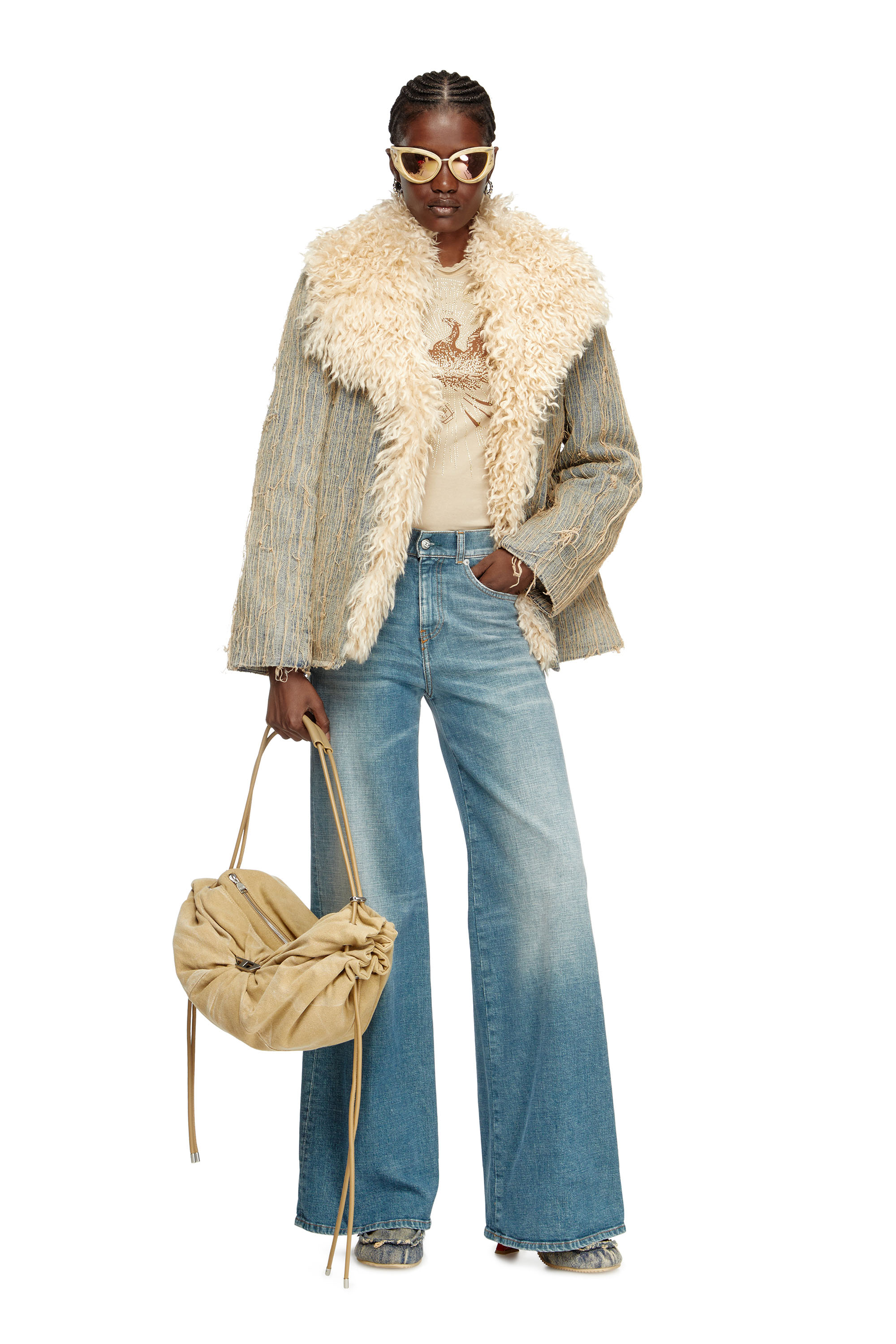 Diesel - DE-ACONIC-S, Giacca in denim jacquard e fili fluttuanti Donna in Blu - 2