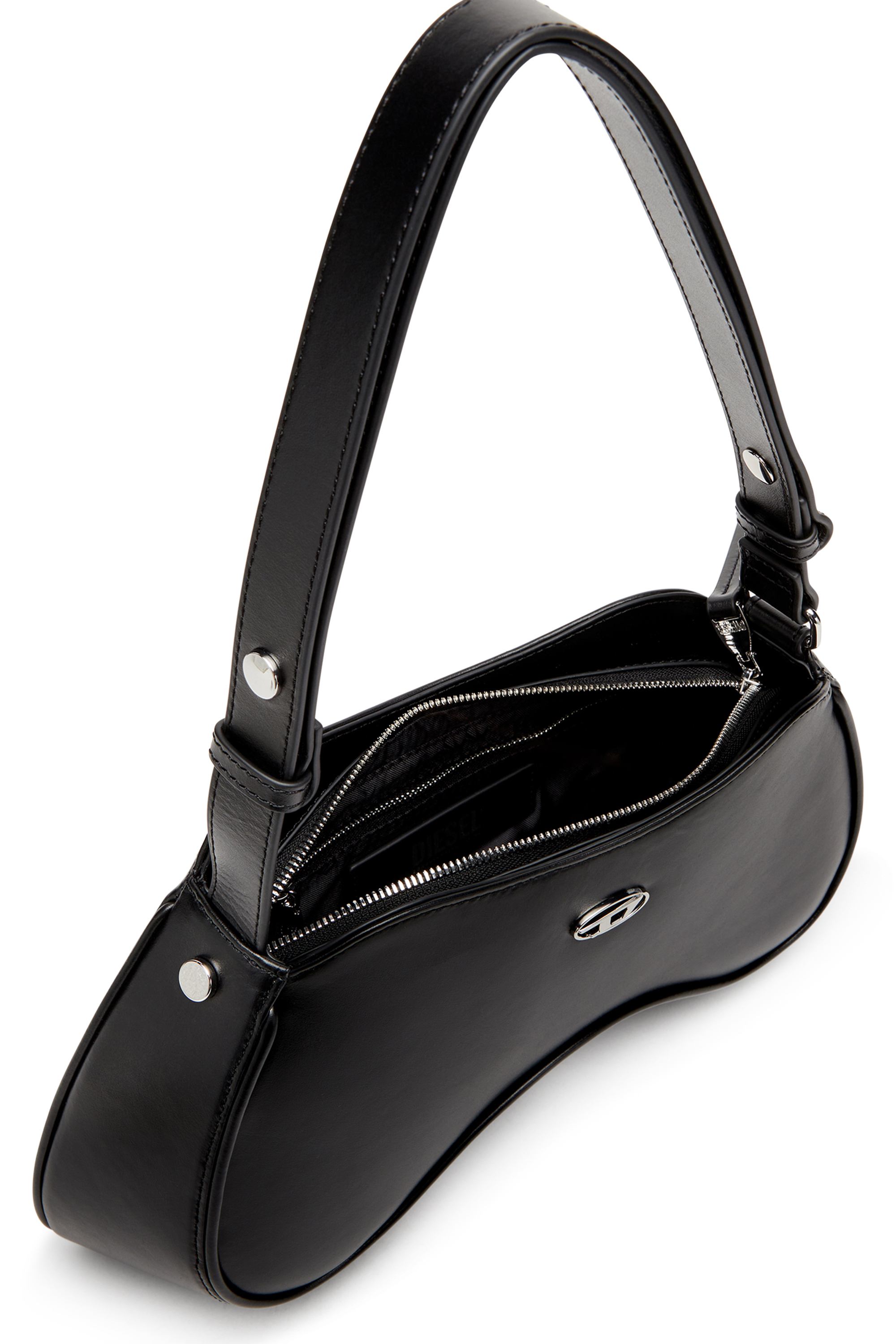 Diesel - PLAY SHOULDER, Play-Borsa a spalla in pelle semilucida Donna in Nero - 4