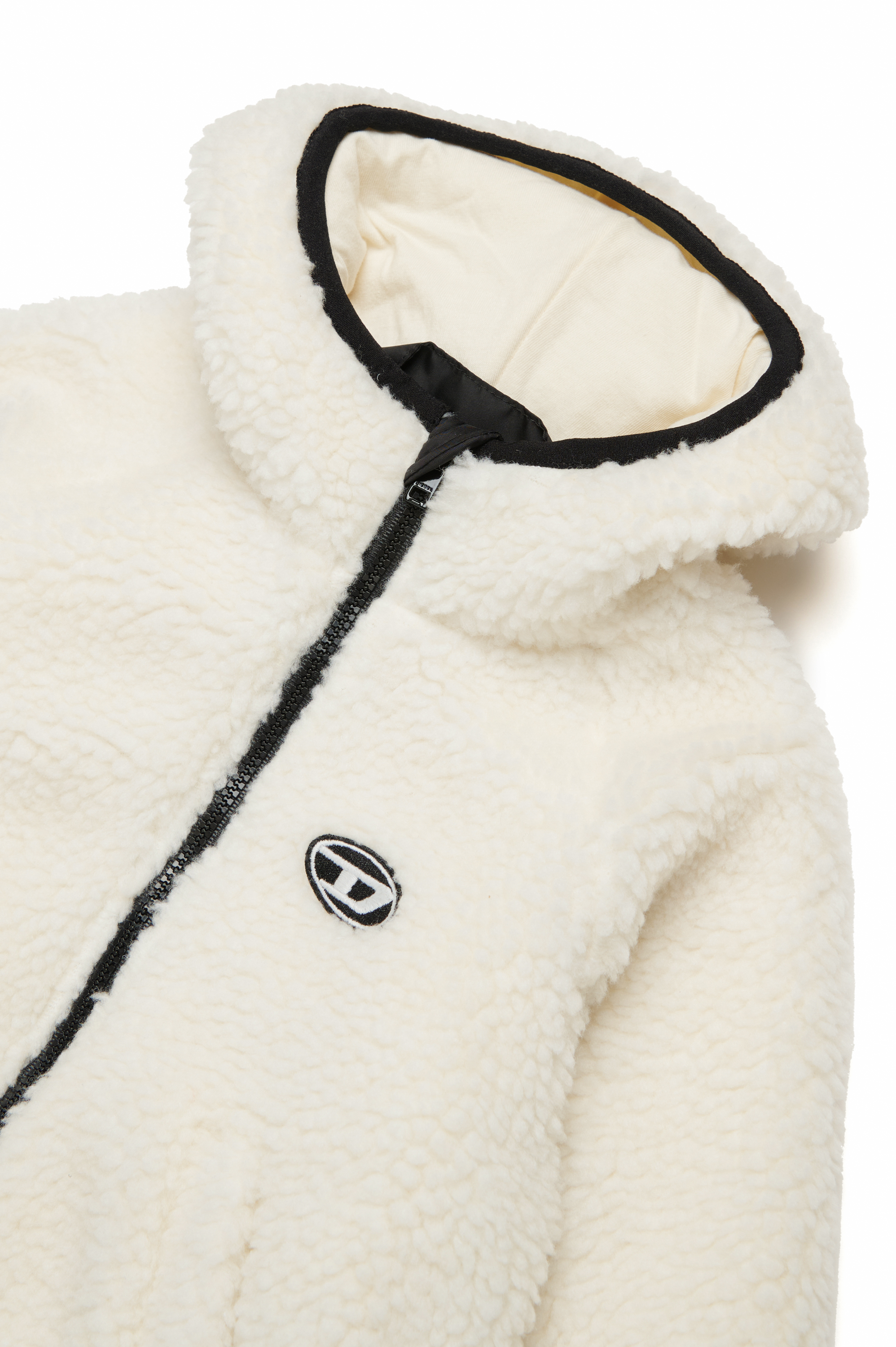 Diesel - JPOLAB, Unisex Giacca teddy con cappuccio e patch Oval D in Bianco - Image 3