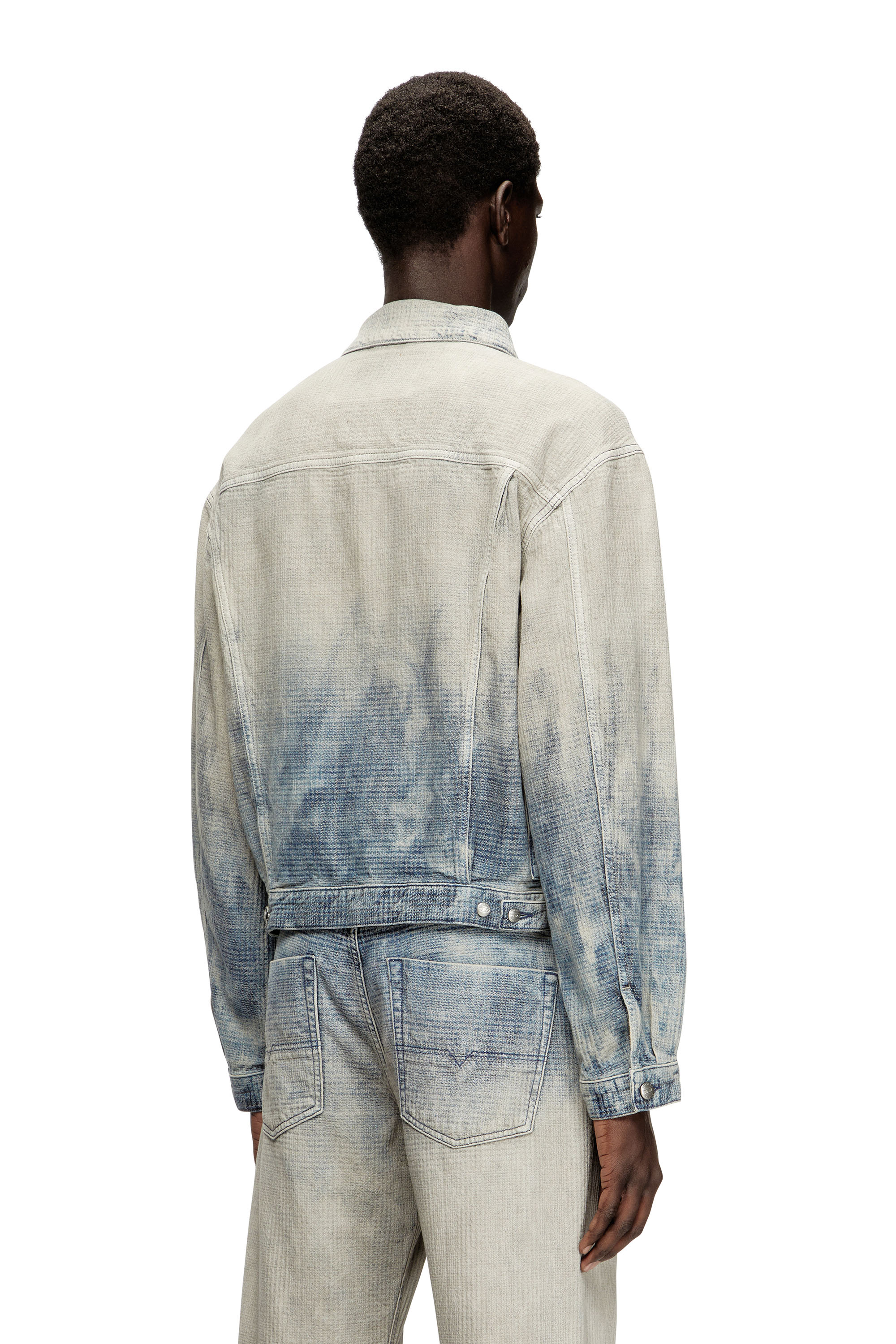 Diesel - D-RANGER, Giacca Trucker in denim jacquard e motivo Prince of Wales Unisex in Multicolor - 4