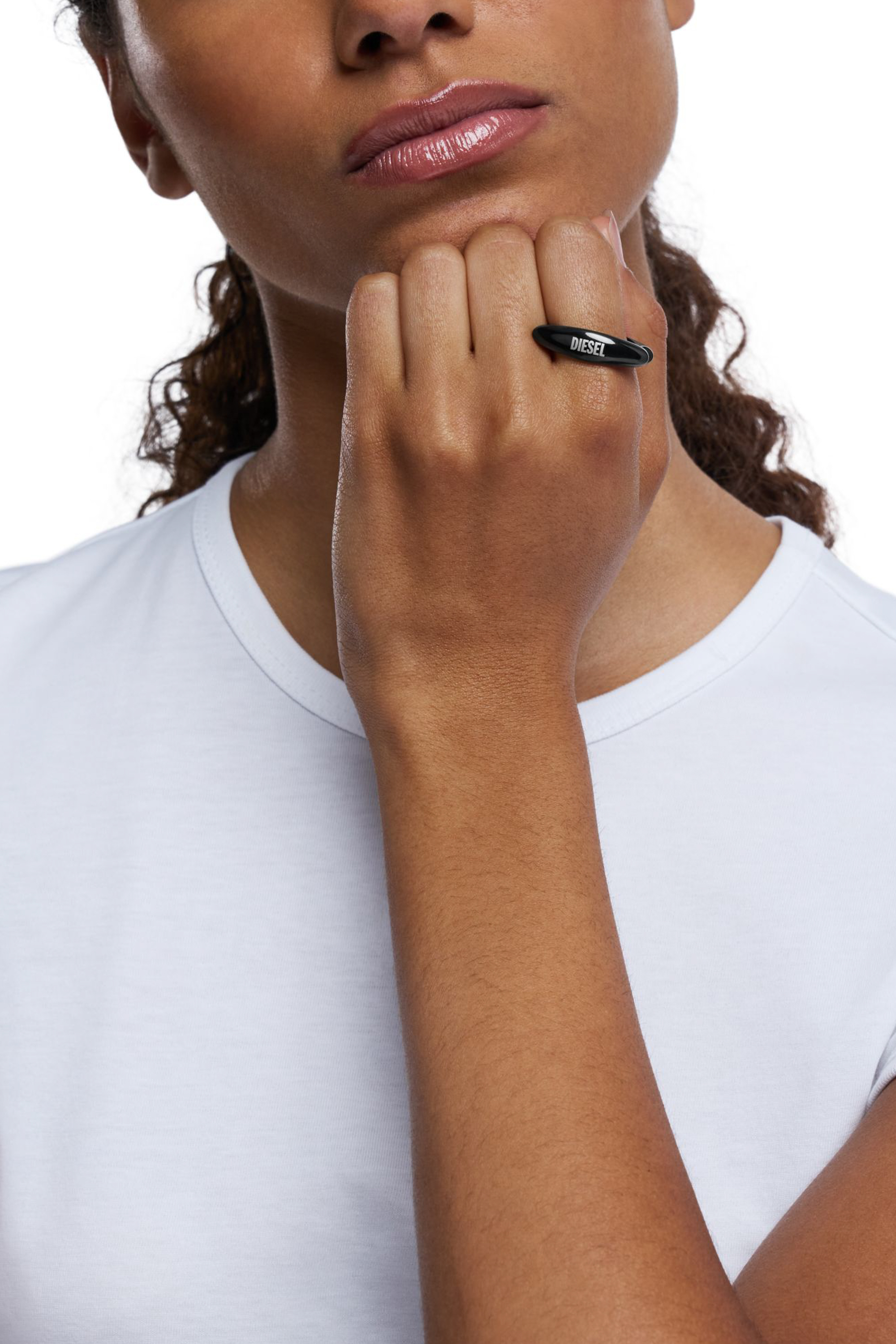 Diesel - DX1632001 JEWELLERY, Anello a fascia in acciaio nero Unisex in Nero - 4