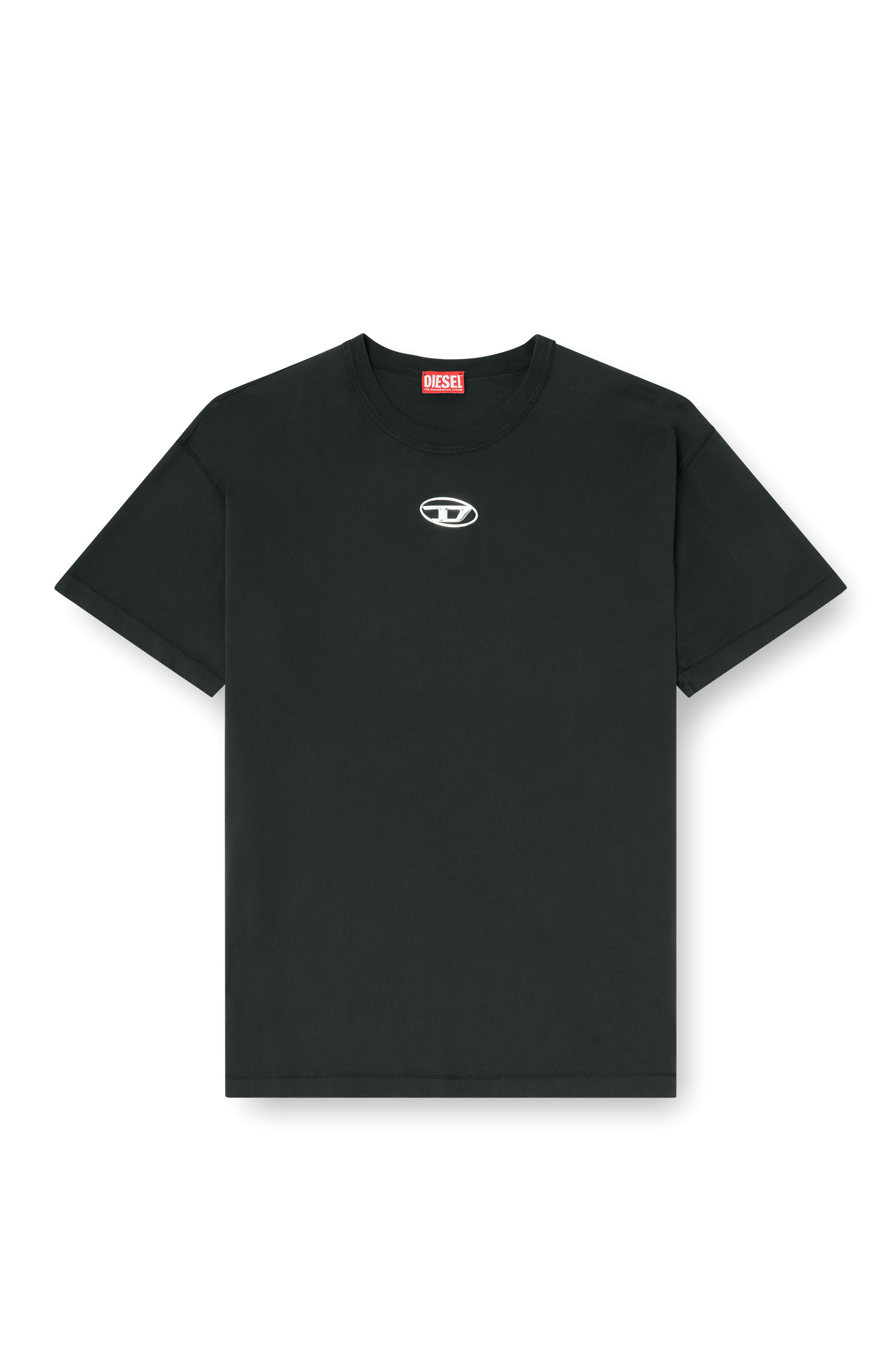Diesel - T-NORM-IOD, T-shirt in cotone leggero con logo Oval D metallizzato Uomo in Nero - 3