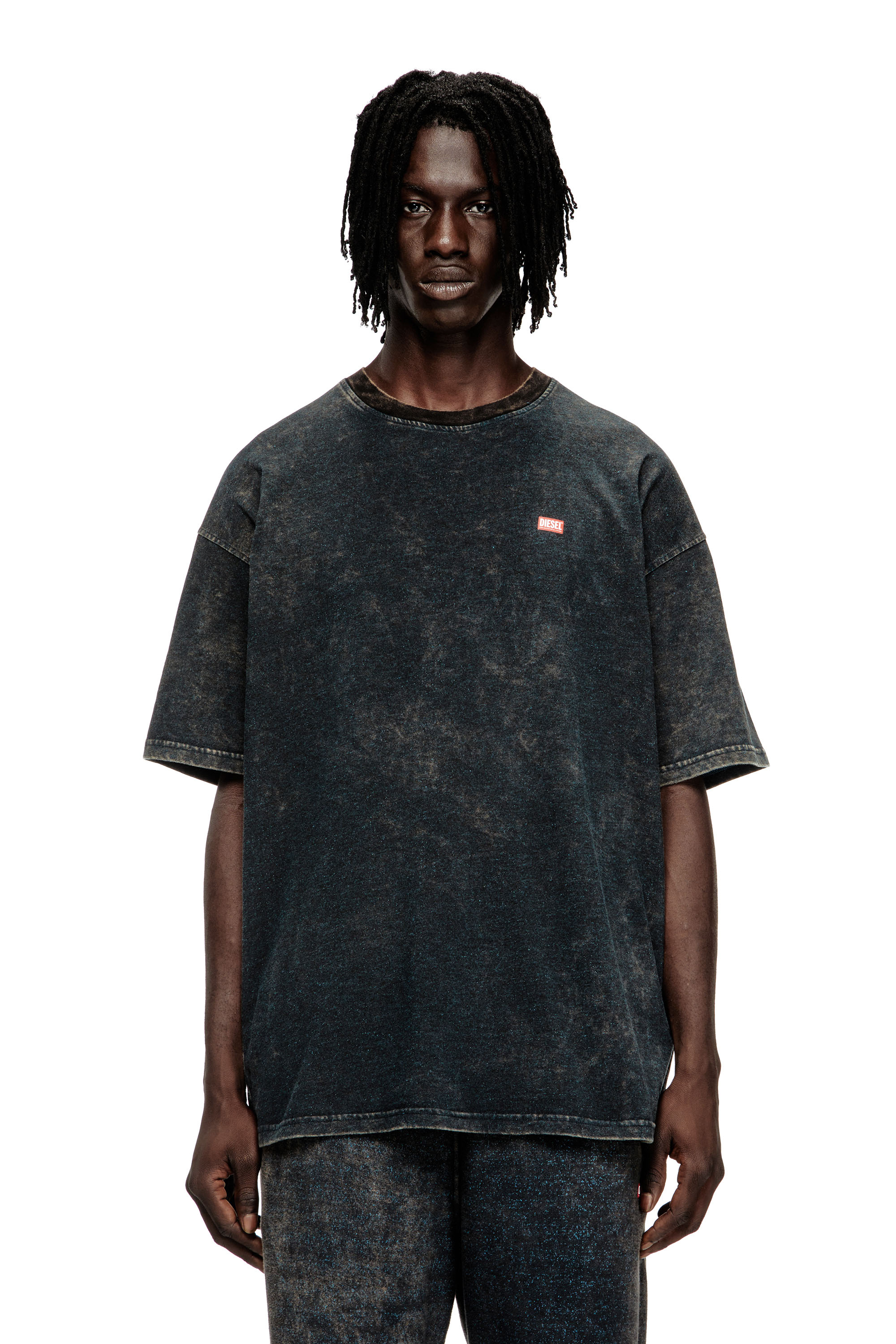 Diesel - T-BOXT-T4, T-shirt in jersey vanisèe con logo Uomo in Nero - 1