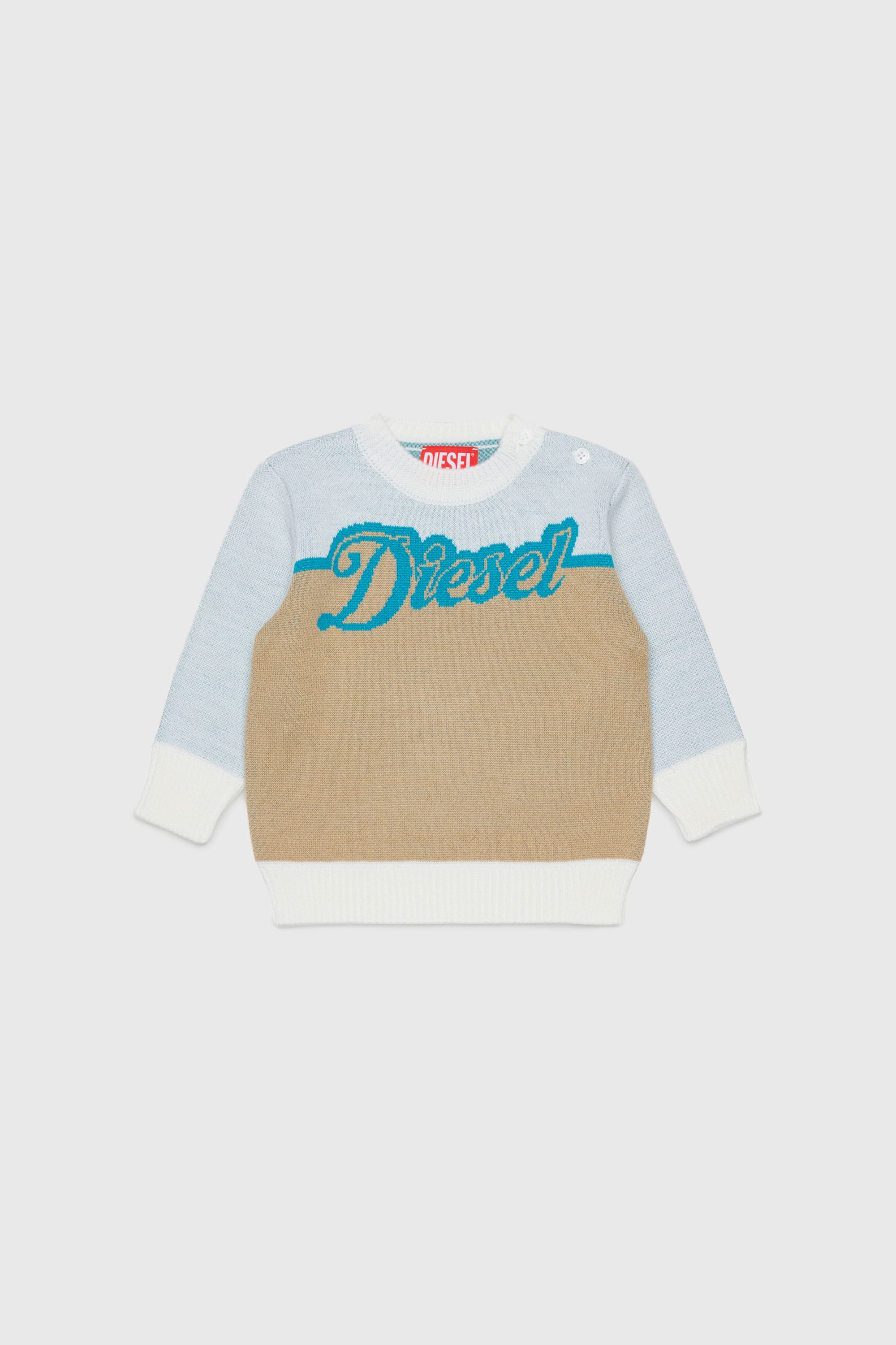 Diesel - KBLOB, Maglione in misto lana con logo Diesel Unisex in Bianco - 1