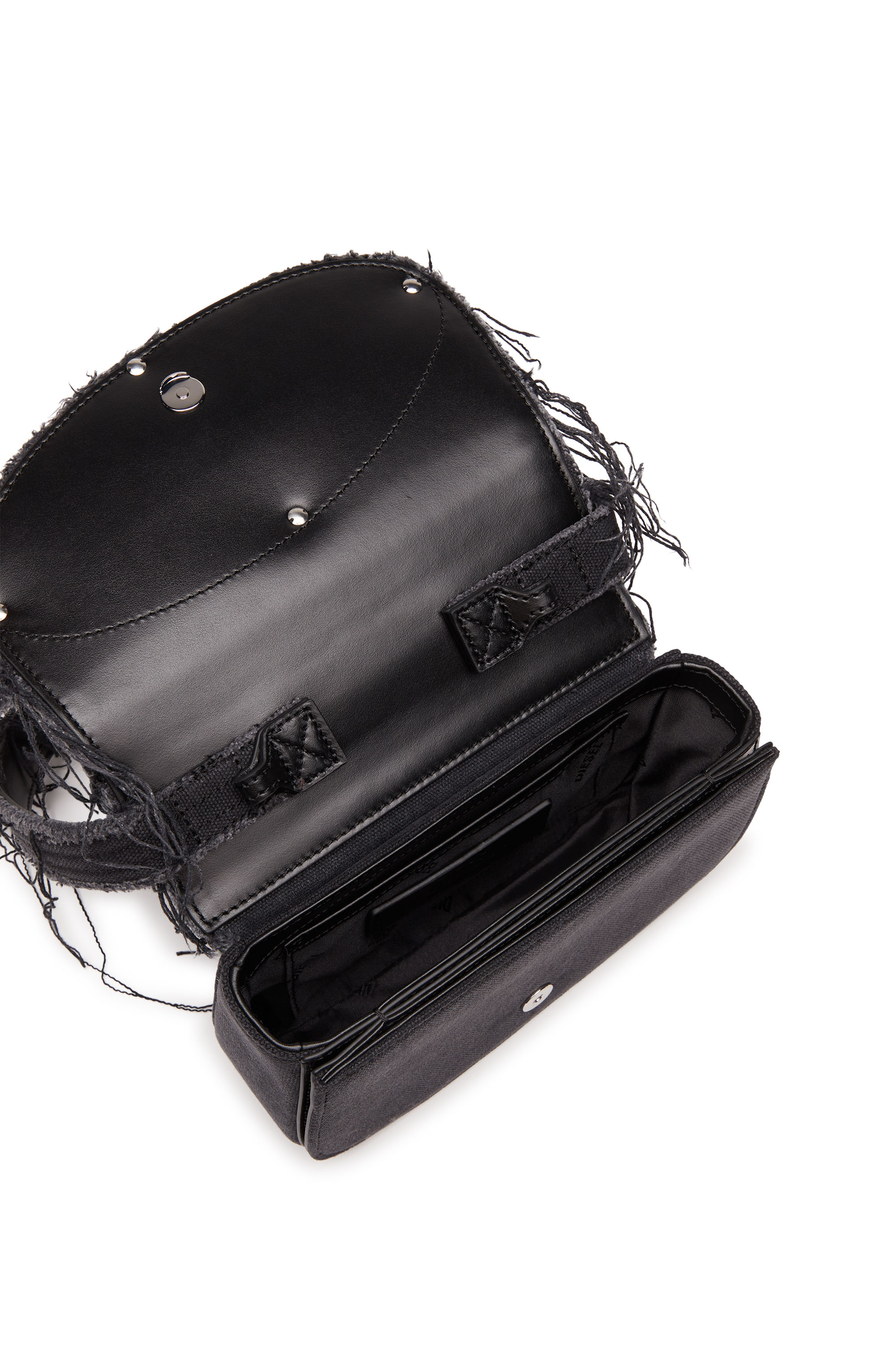 Diesel - 1DR, 1DR-Iconica borsa a spalla in tela e pelle Donna in Nero - 4