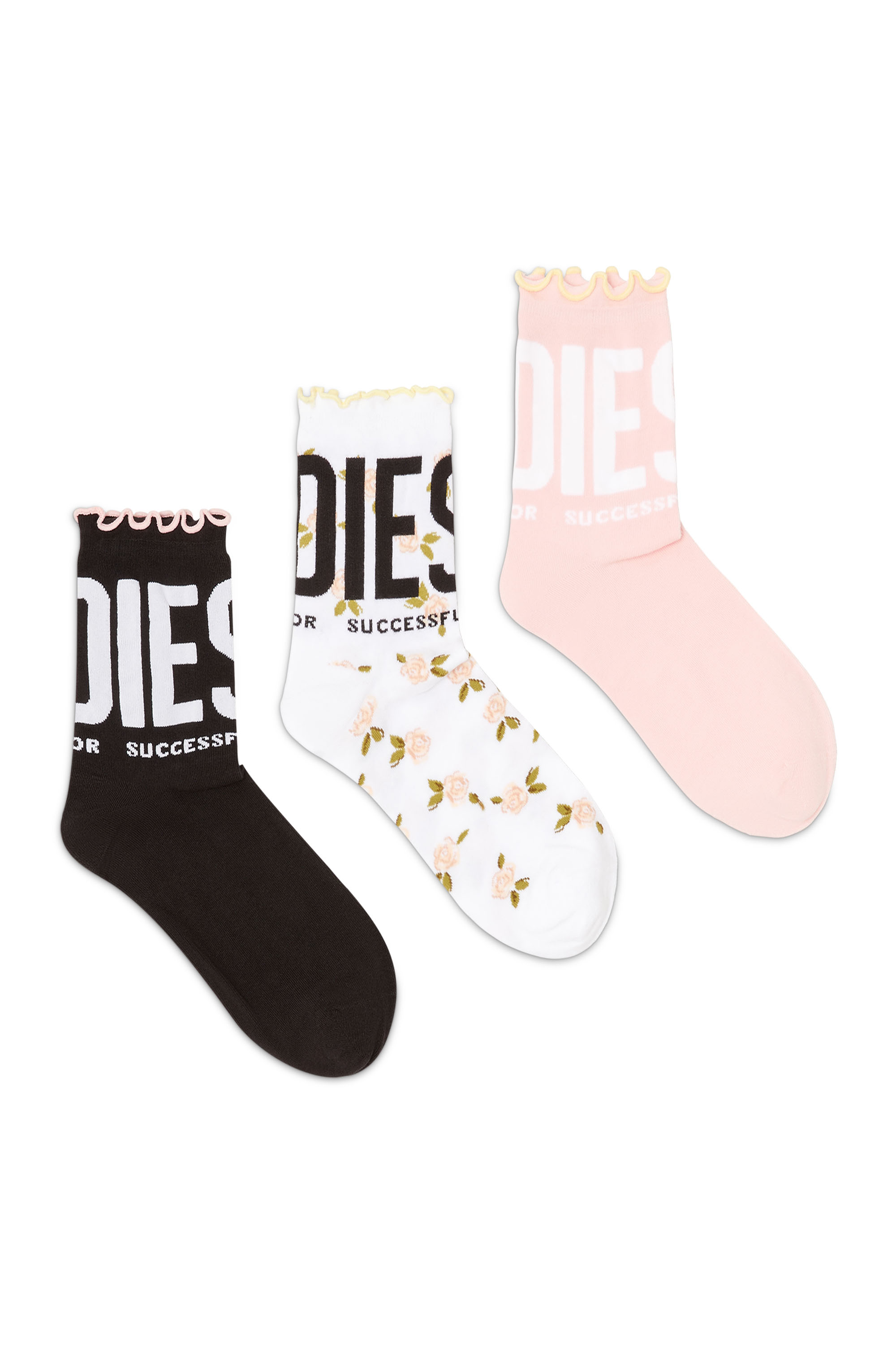 Diesel - SKW-LOLITA-3PACK, Set da tre paia di calzini con bordo arricciato Donna in Multicolor - 1