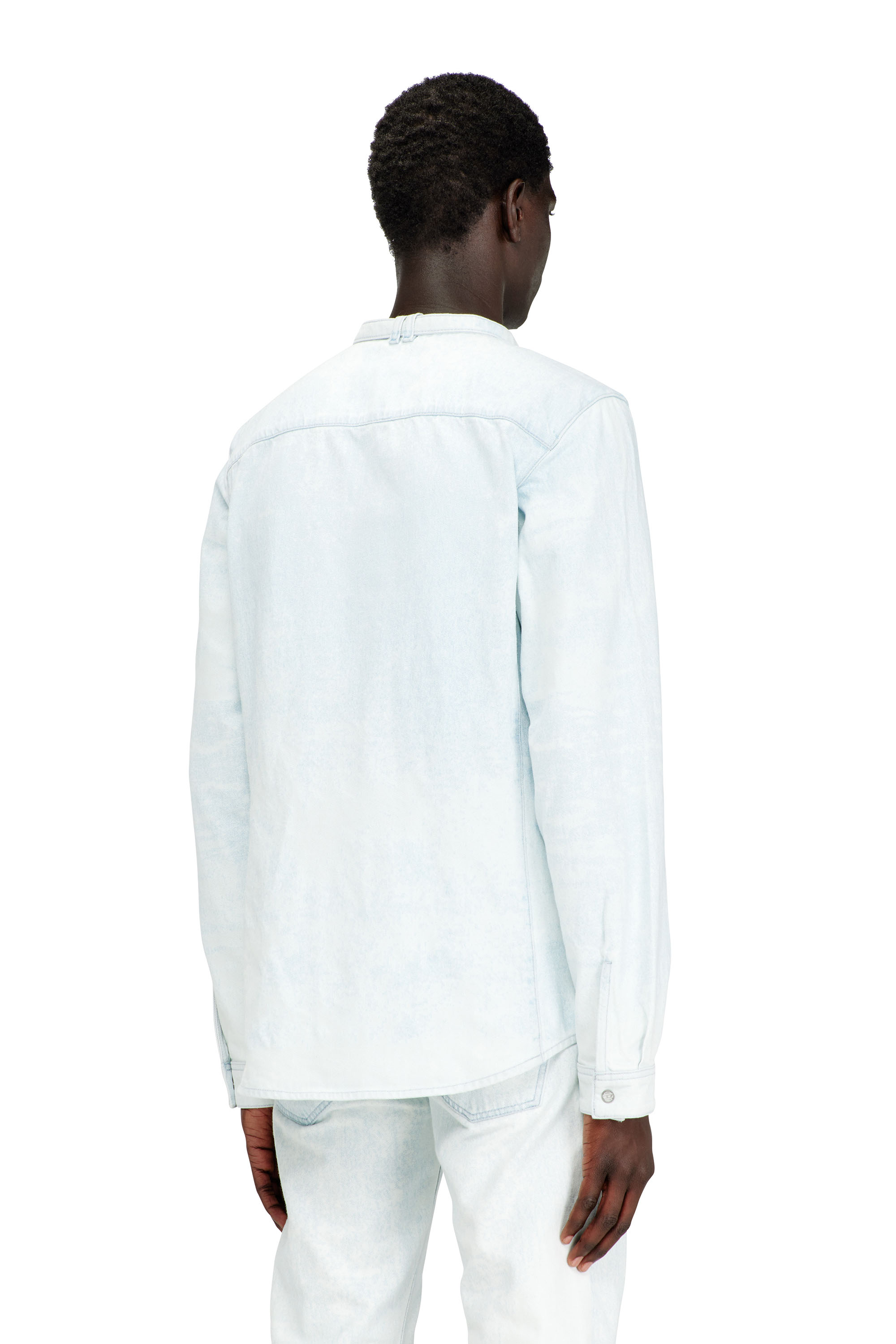 Diesel - D-TYLLAR-FSI, Camicia in satin denim ghiaccio Uomo in Blu - 4