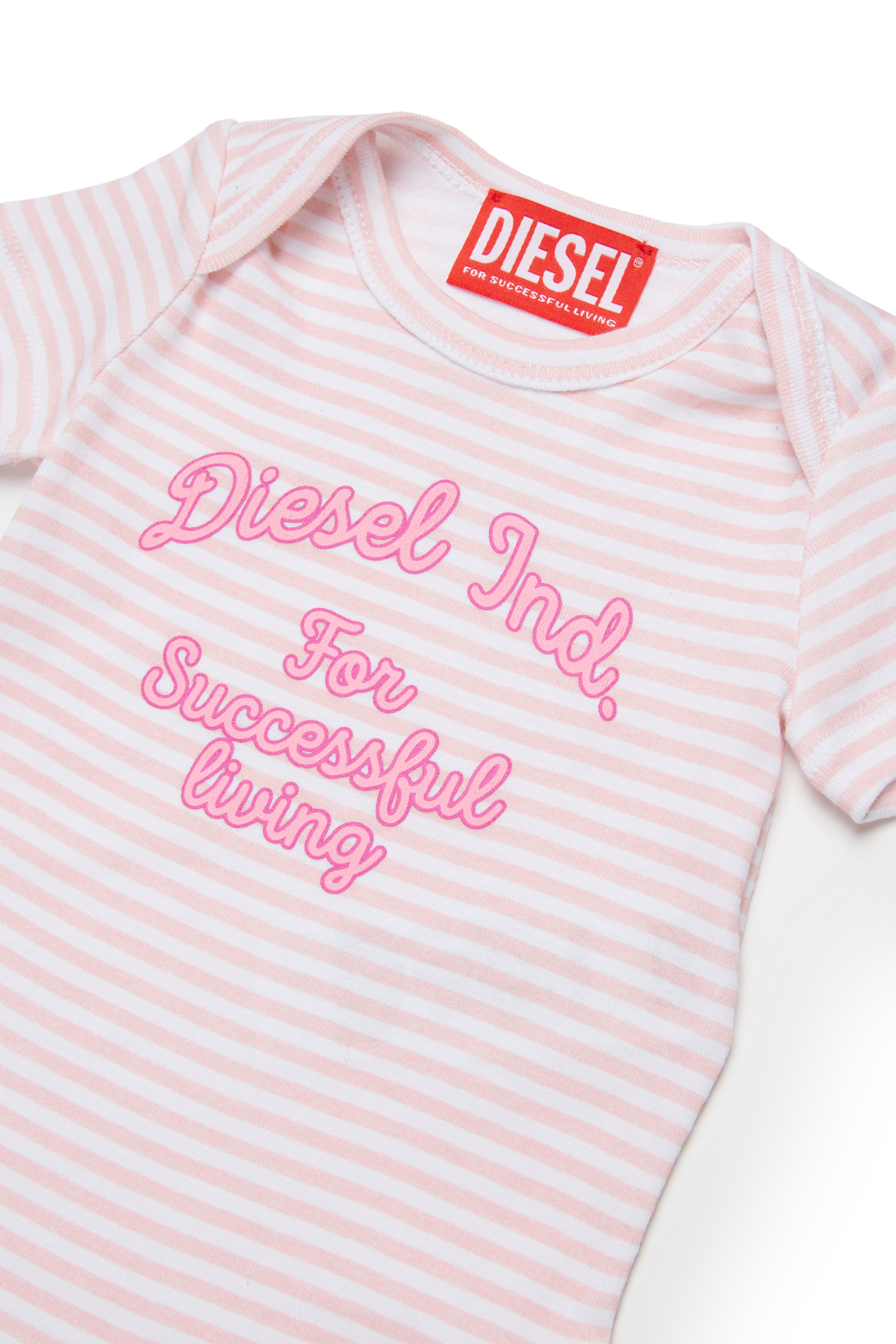 Diesel - USPEL-NB, Body in cotone a righe con stampa Unisex in Rosa - 3