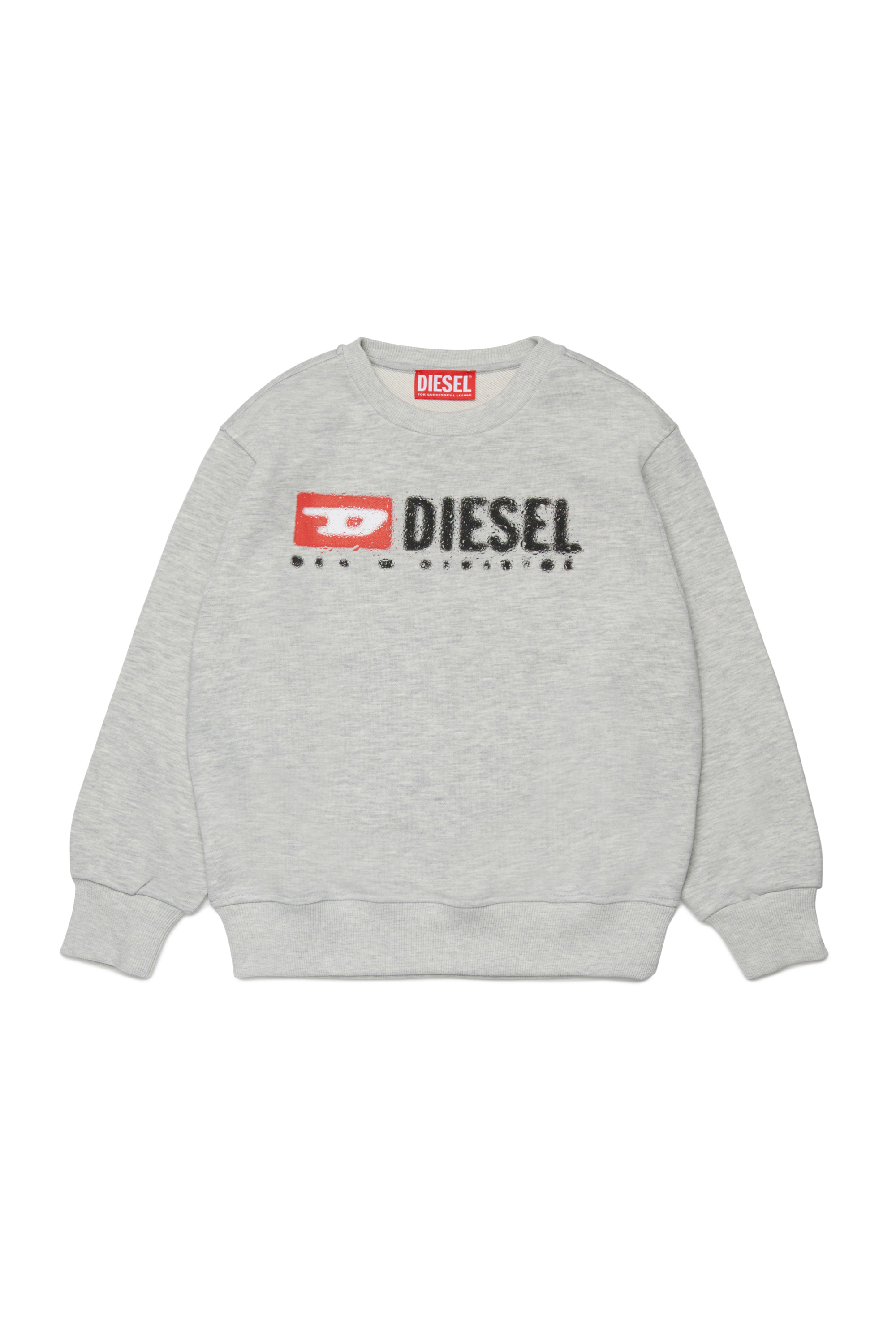 Diesel - SDROPS OVER, Felpa in cotone con logo Uomo in Grigio - 1