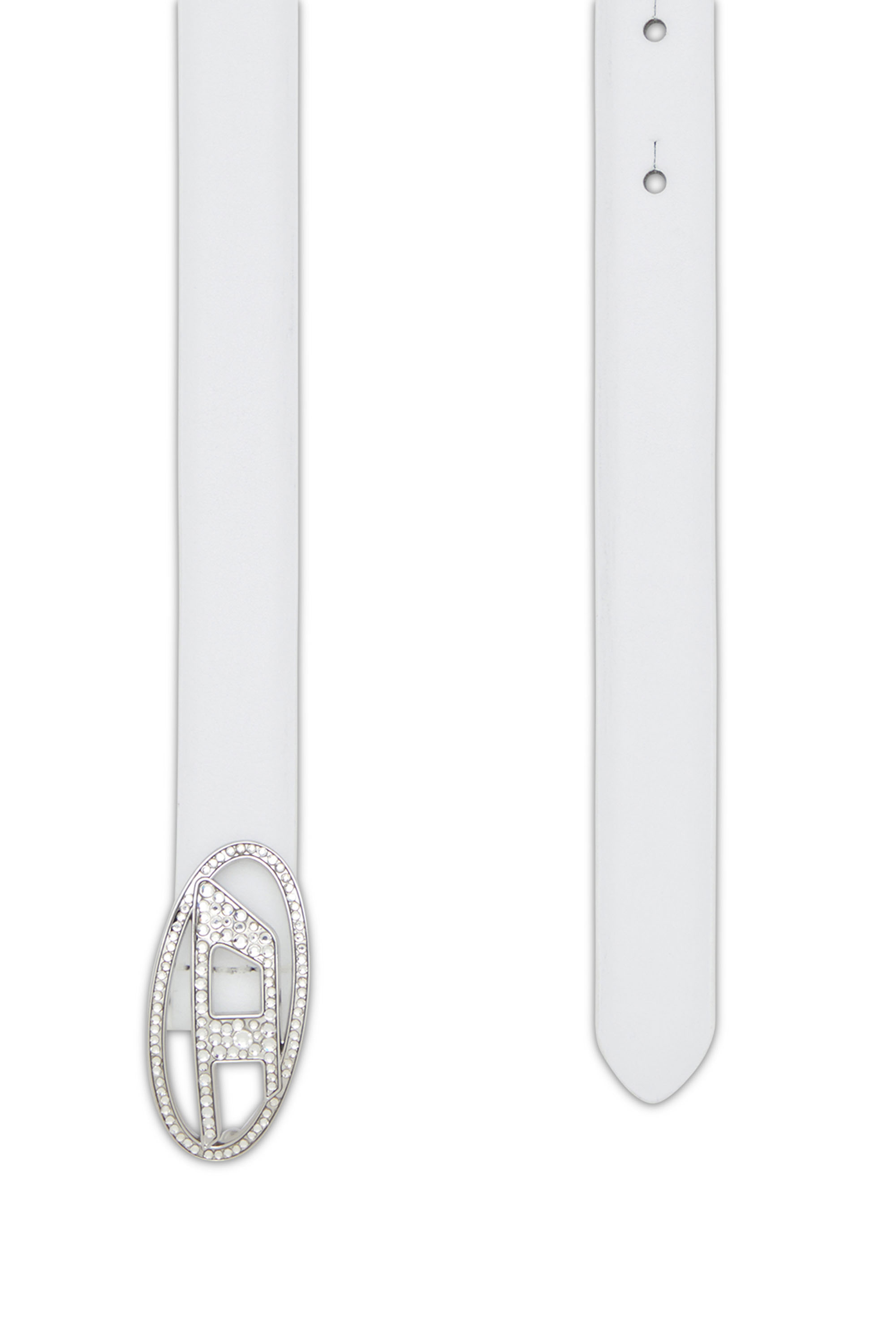 Diesel - B-1DR STRASS 20, Cintura 1.9 cm sottile con fibbia gioiello Donna in Bianco - 2
