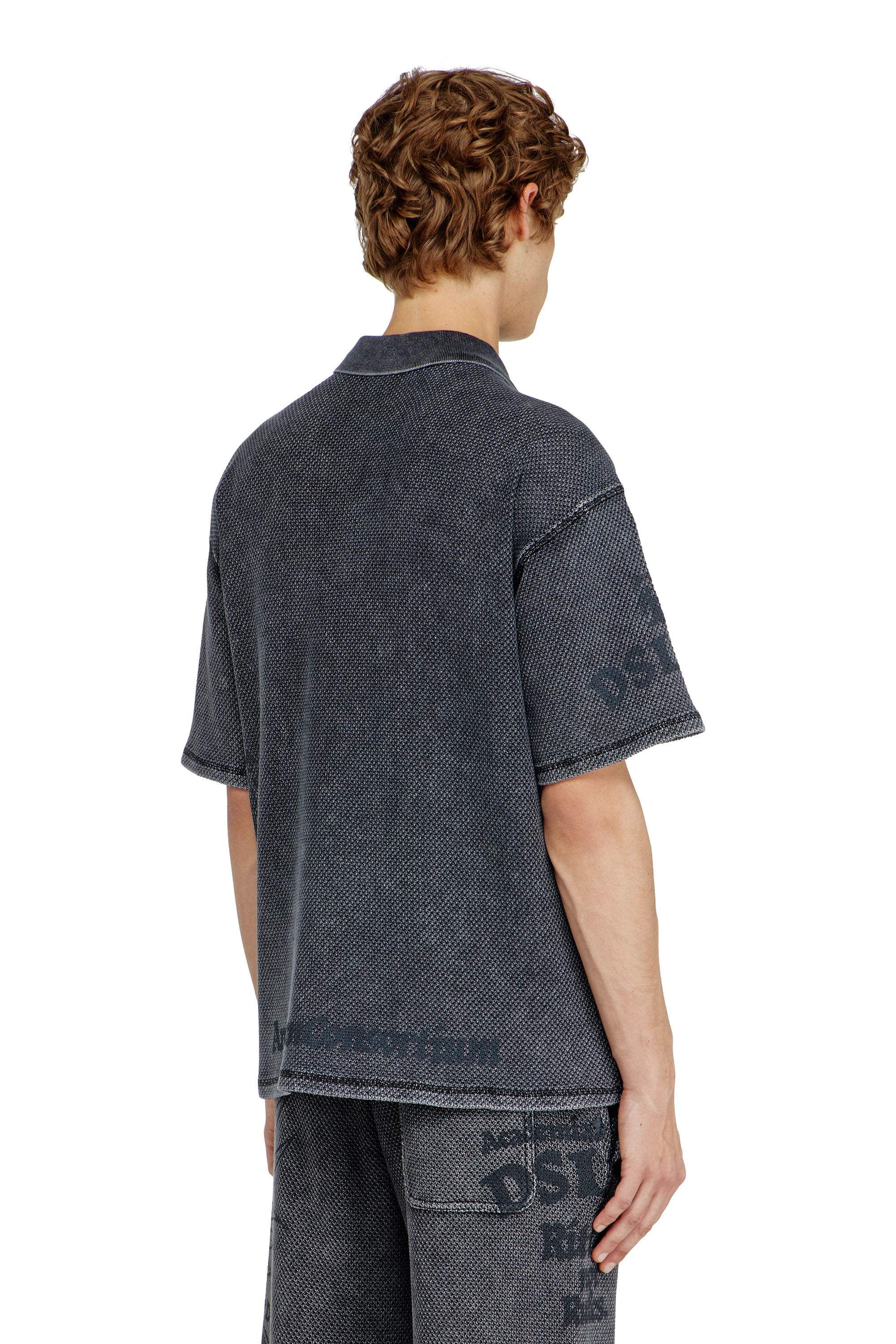 Diesel - T-ERRY-ZIP, Polo in mesh jacquard con stampa Phoenix Uomo in Grigio - 4
