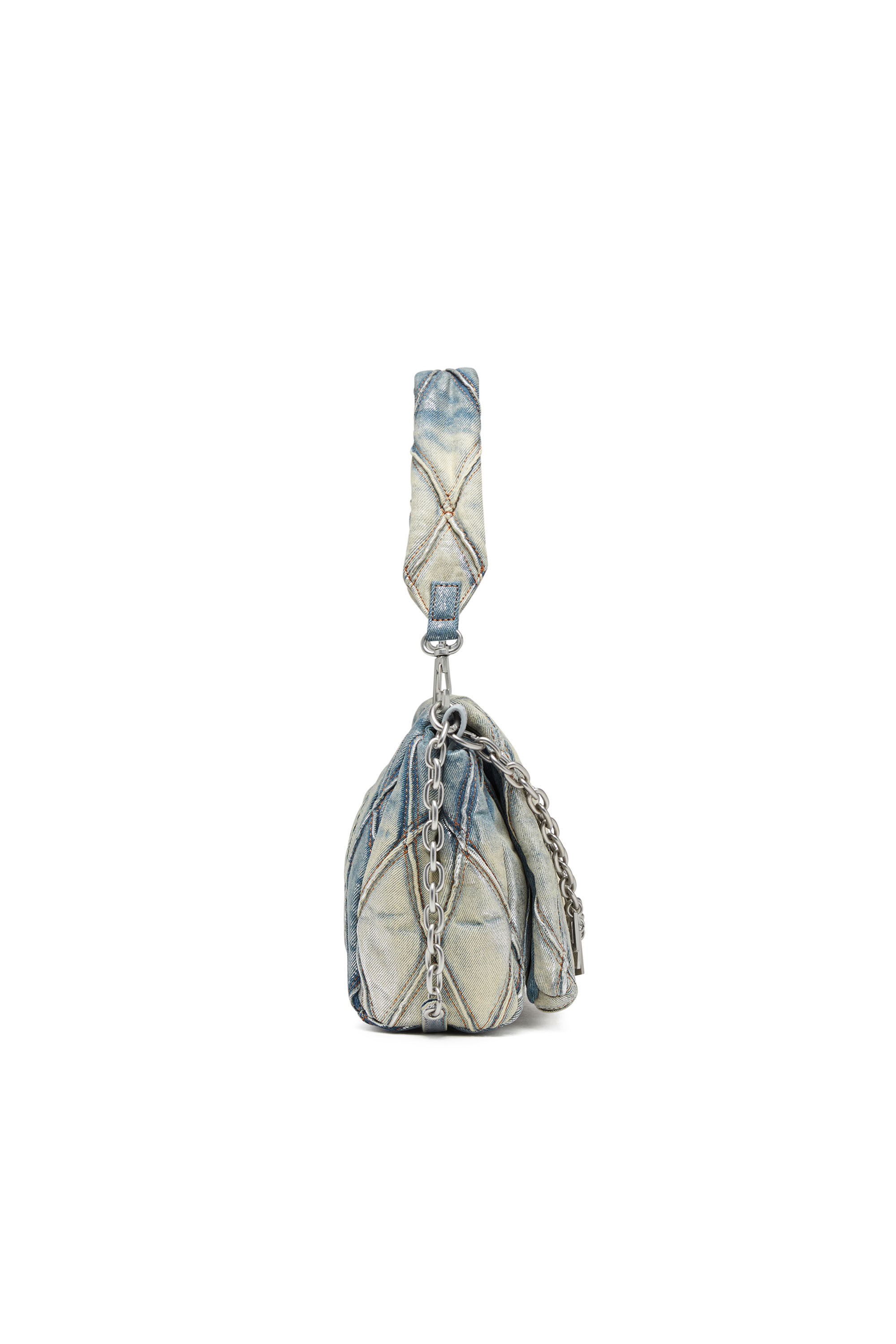 Diesel - CHARM-D SHOULDER M, Charm-D M-Borsa a spalla in denim trapuntato metallizzato Donna in Blu - 3