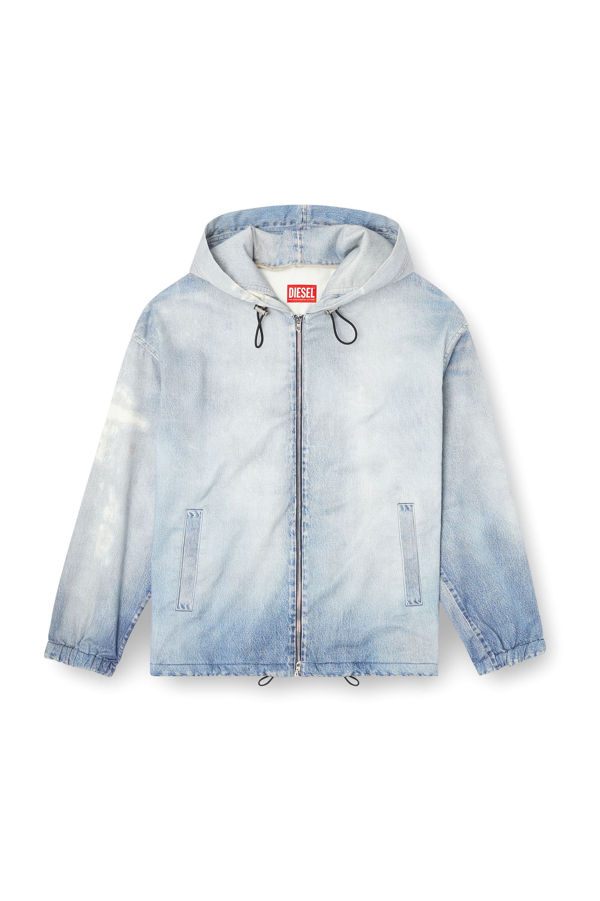 Diesel - D-WYNNY JOGG, Giacca con cappuccio in JoggJeans effetto bleach Uomo in Blu - 3