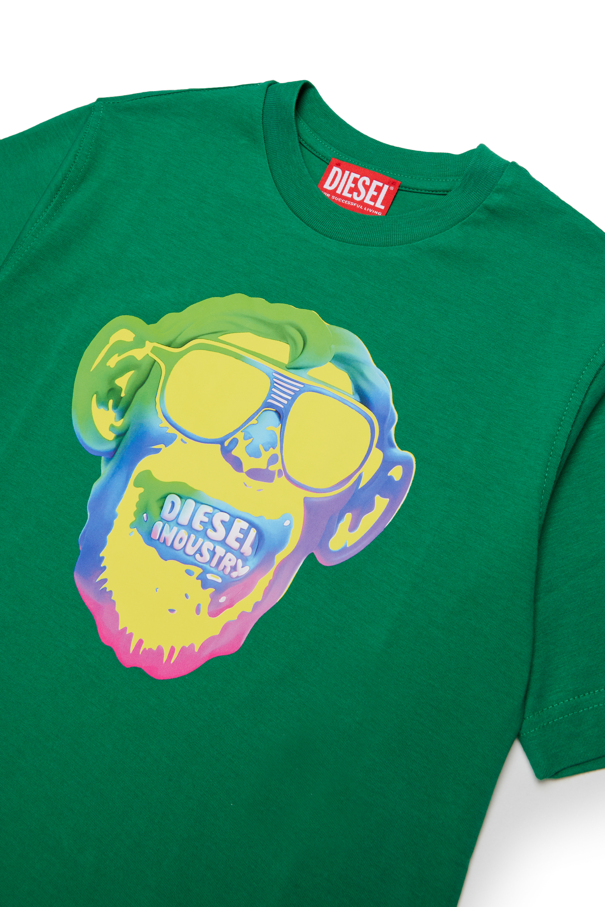 Diesel - TMONKEY OVER, T-shirt con stampa scimmia Uomo in Verde - 3