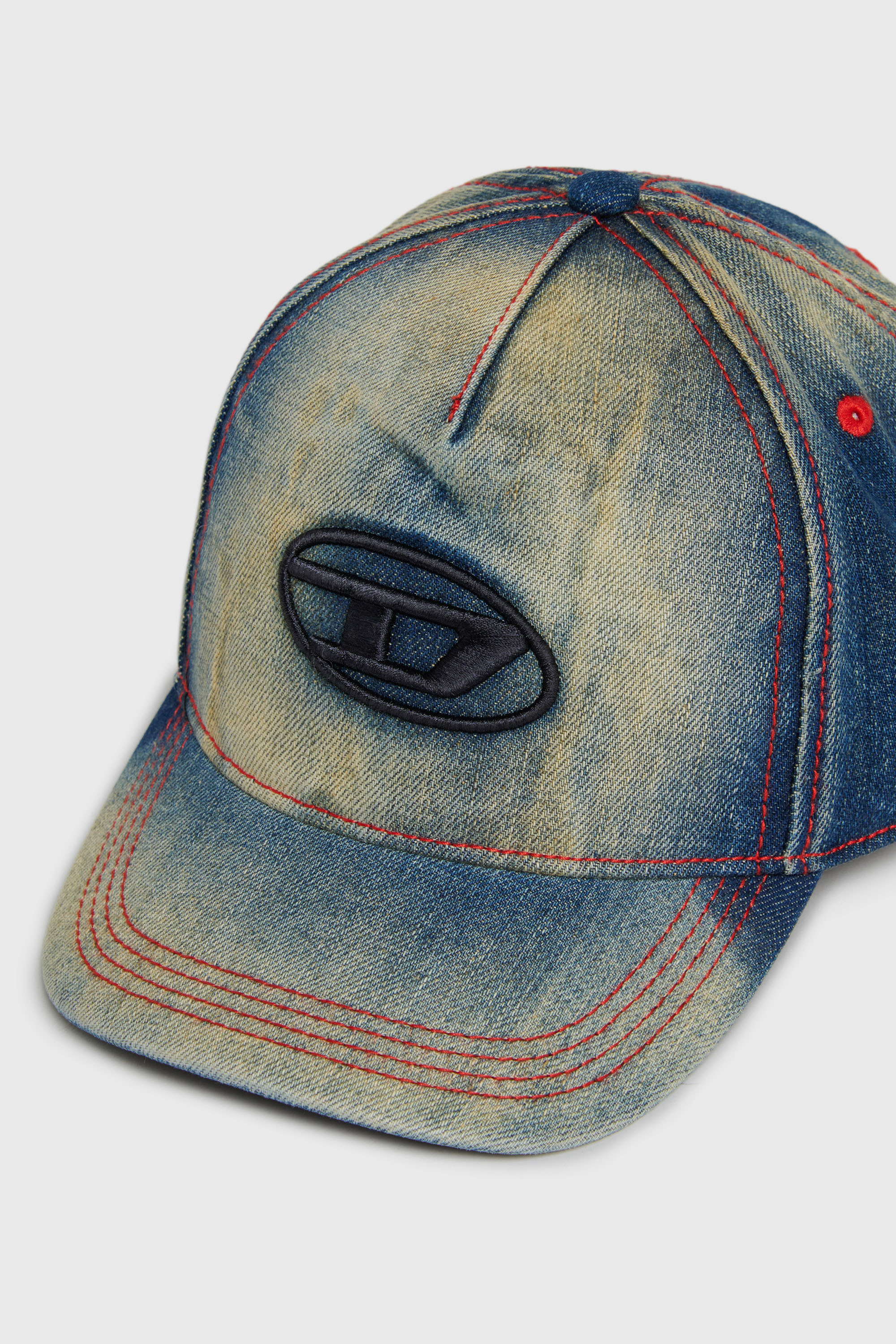 Diesel - FIMEN, Cappellino in denim faded con ricamo Oval D Unisex in Blu - 3