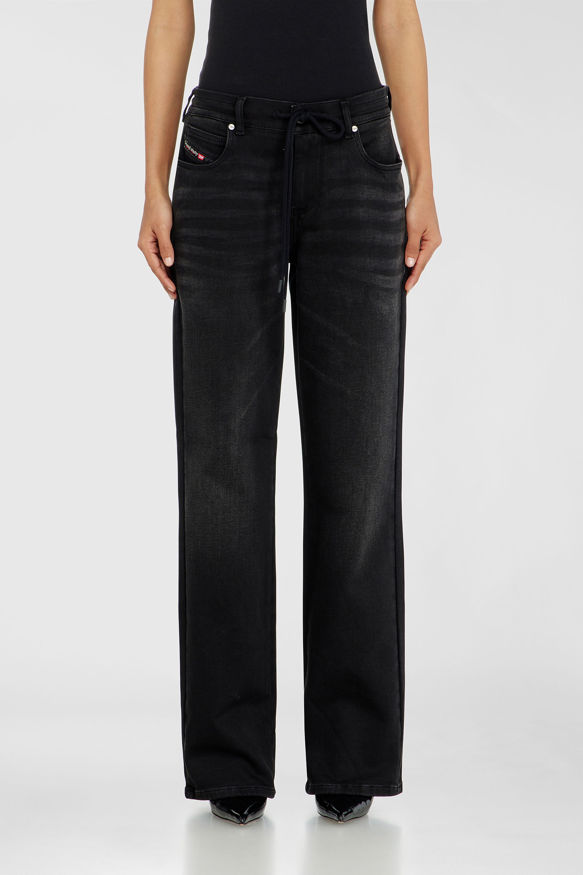 Diesel - Regular 2071 D-Meel Joggjeans&reg; 09P90 Donna, Nero/Grigio scuro - Image 1