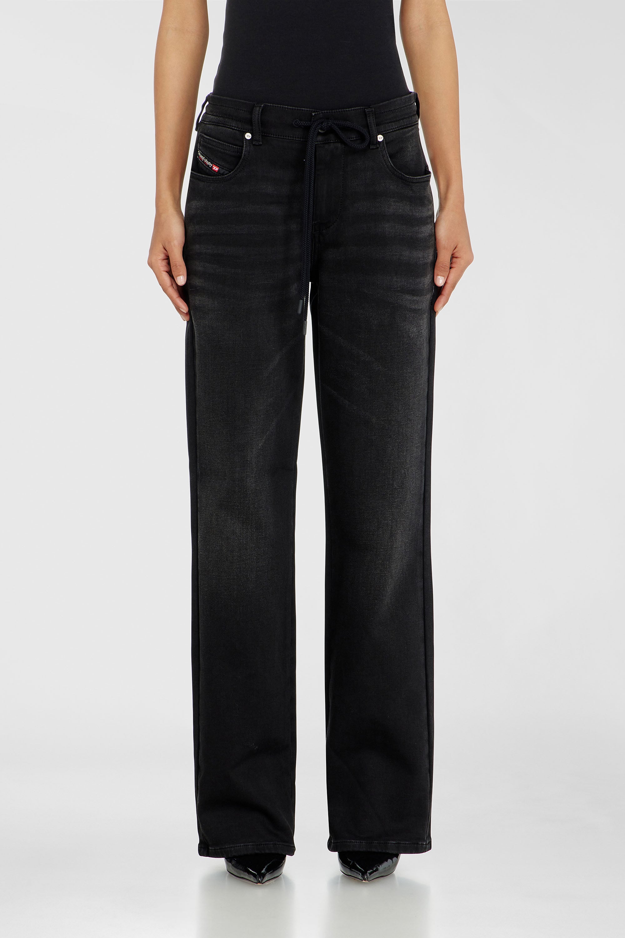 Diesel - Regular 2071 D-Meel Joggjeans&reg; 09P90 Donna, Nero/Grigio scuro - Image 2