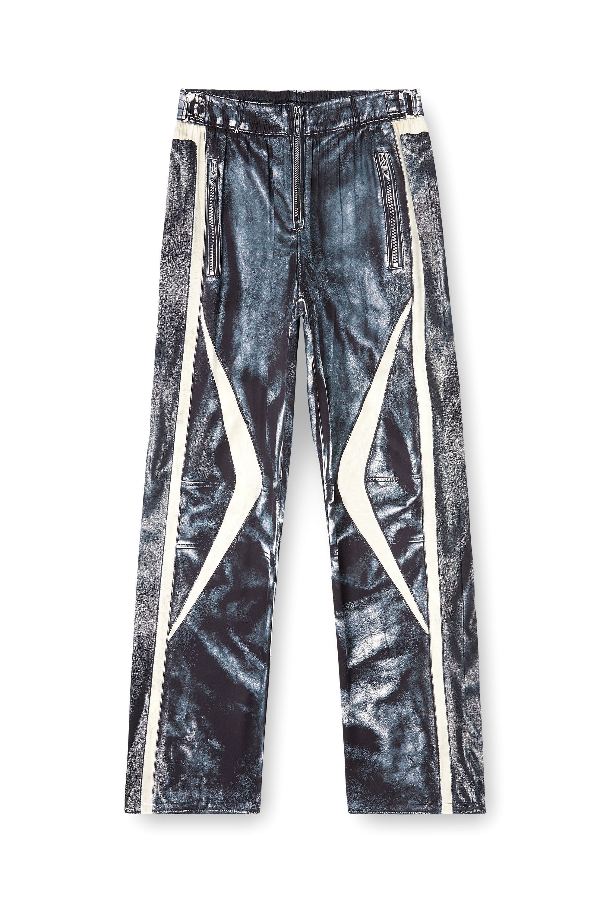 Diesel - P-THECK-BMCZ, Pantaloni tuta in raso con trompe l'oeil effetto biker Uomo in ToBeDefined - 2