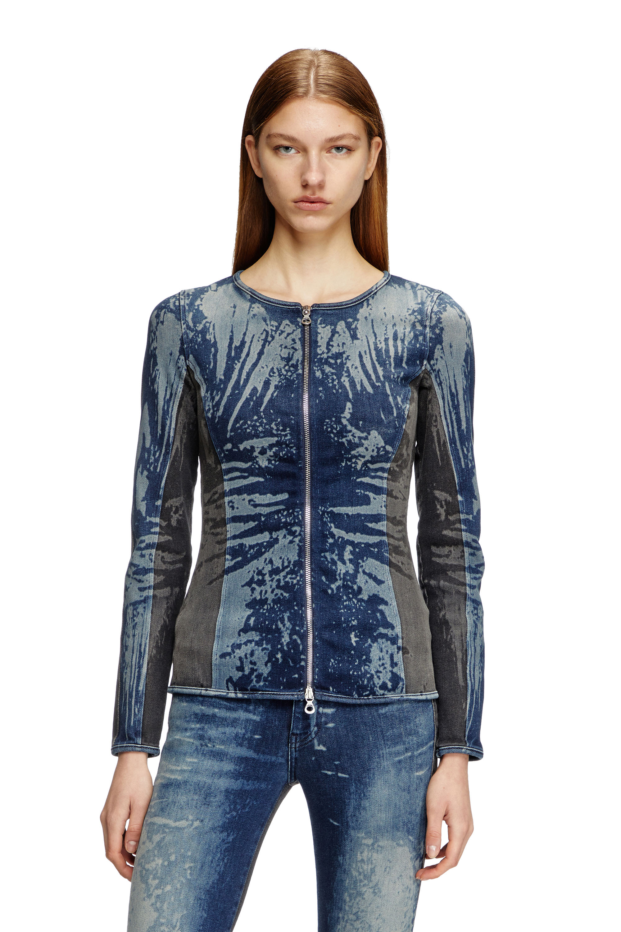 Diesel - DE-GARY-S, Zipped top in bicolour denim Donna in Blu - 1