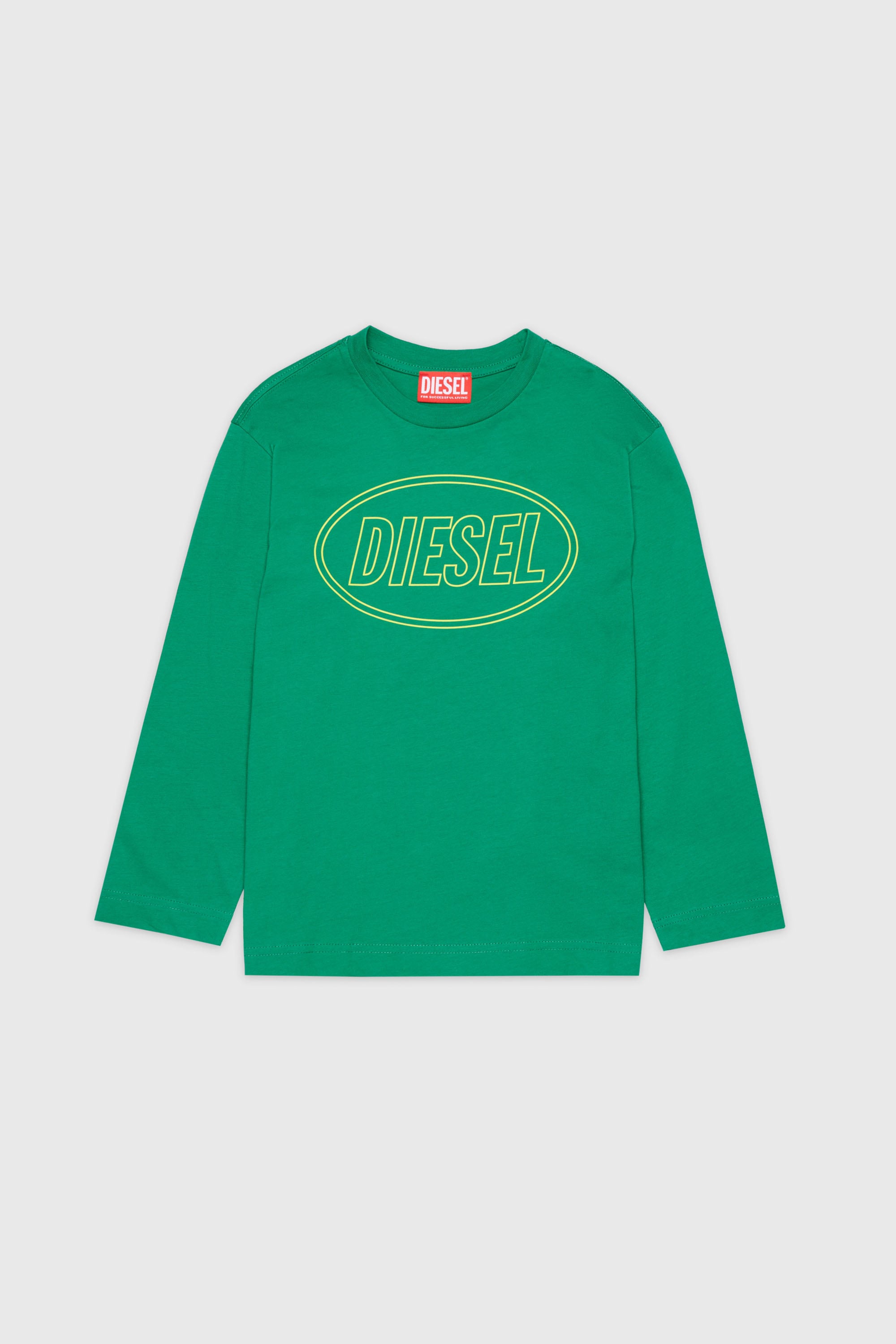 Diesel - TCIRCLELS OVER, T-shirt a manica lunga con logo Oval D Uomo in Verde - 1