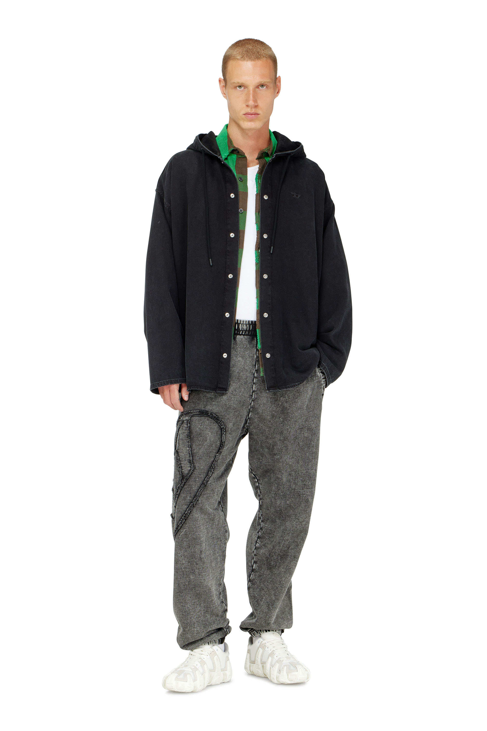 Diesel - P-MARKY-DEN, Pantaloni in cotone biologico con patch Oval D Uomo in Grigio - 1