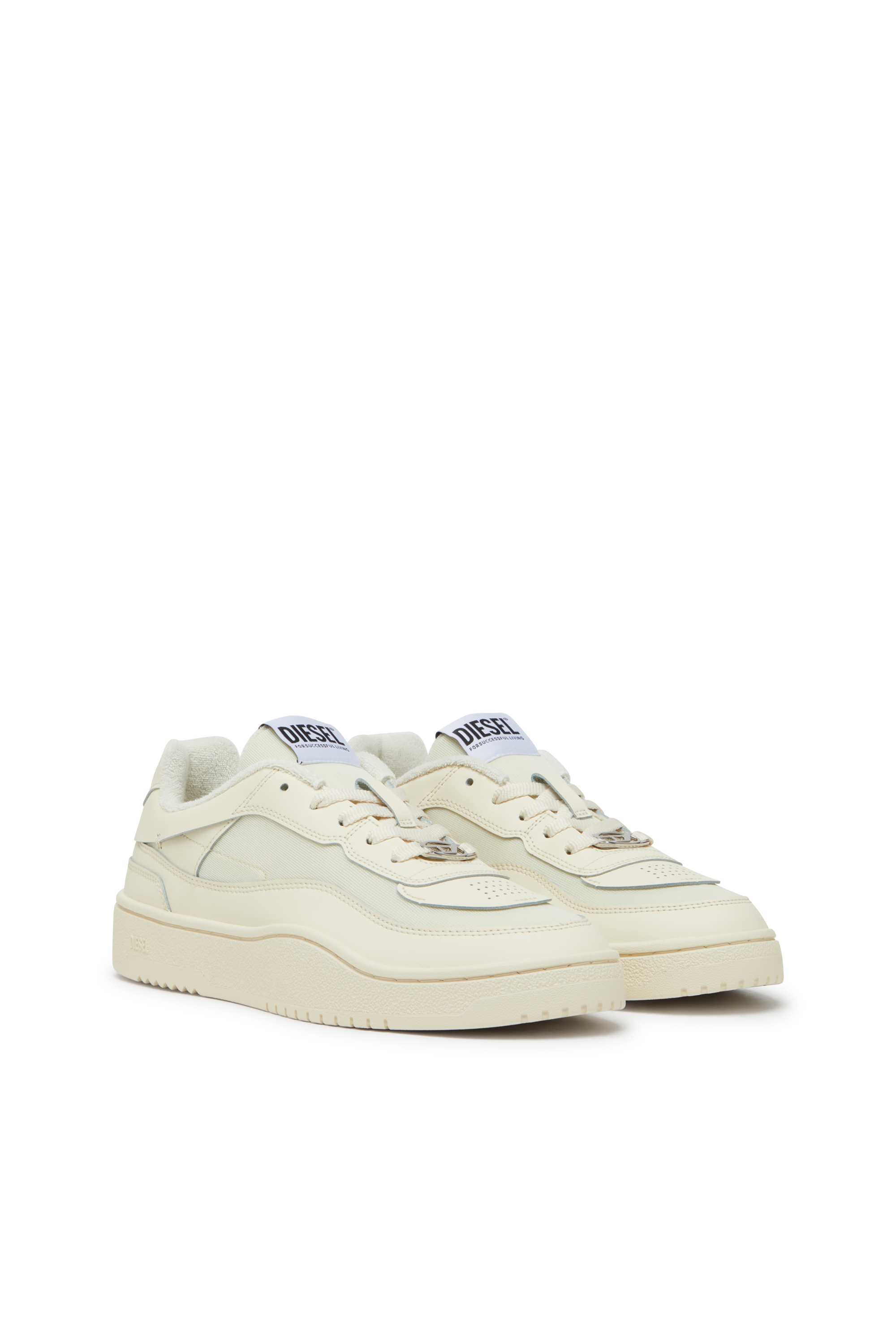 Diesel - S-OVAL SKATE LOW, Sneaker in pelle e tessuto Uomo in Beige - 2