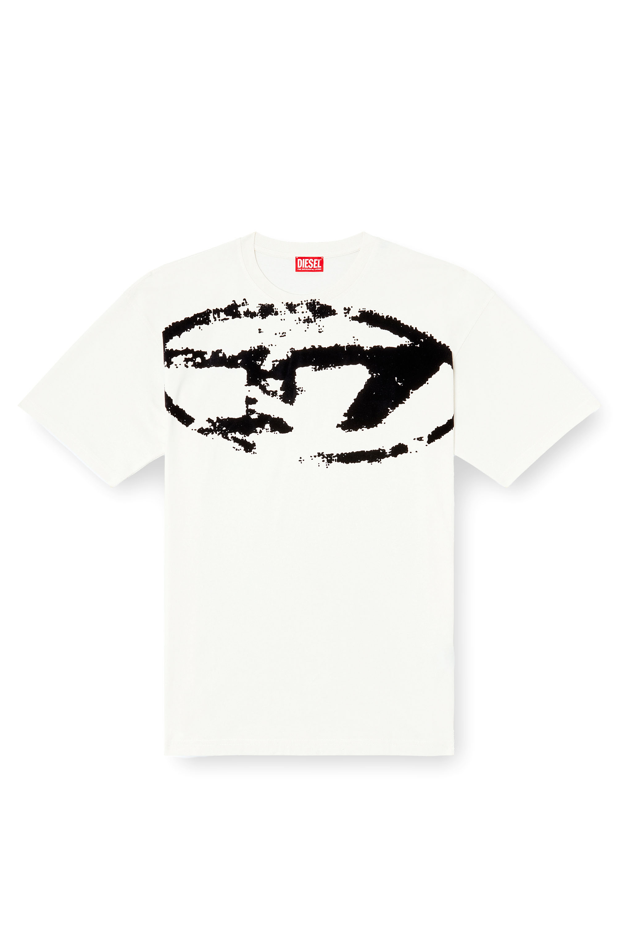 Diesel - T-BOXT-N14, T-shirt con stampa distressed floccata Uomo in Bianco - 2