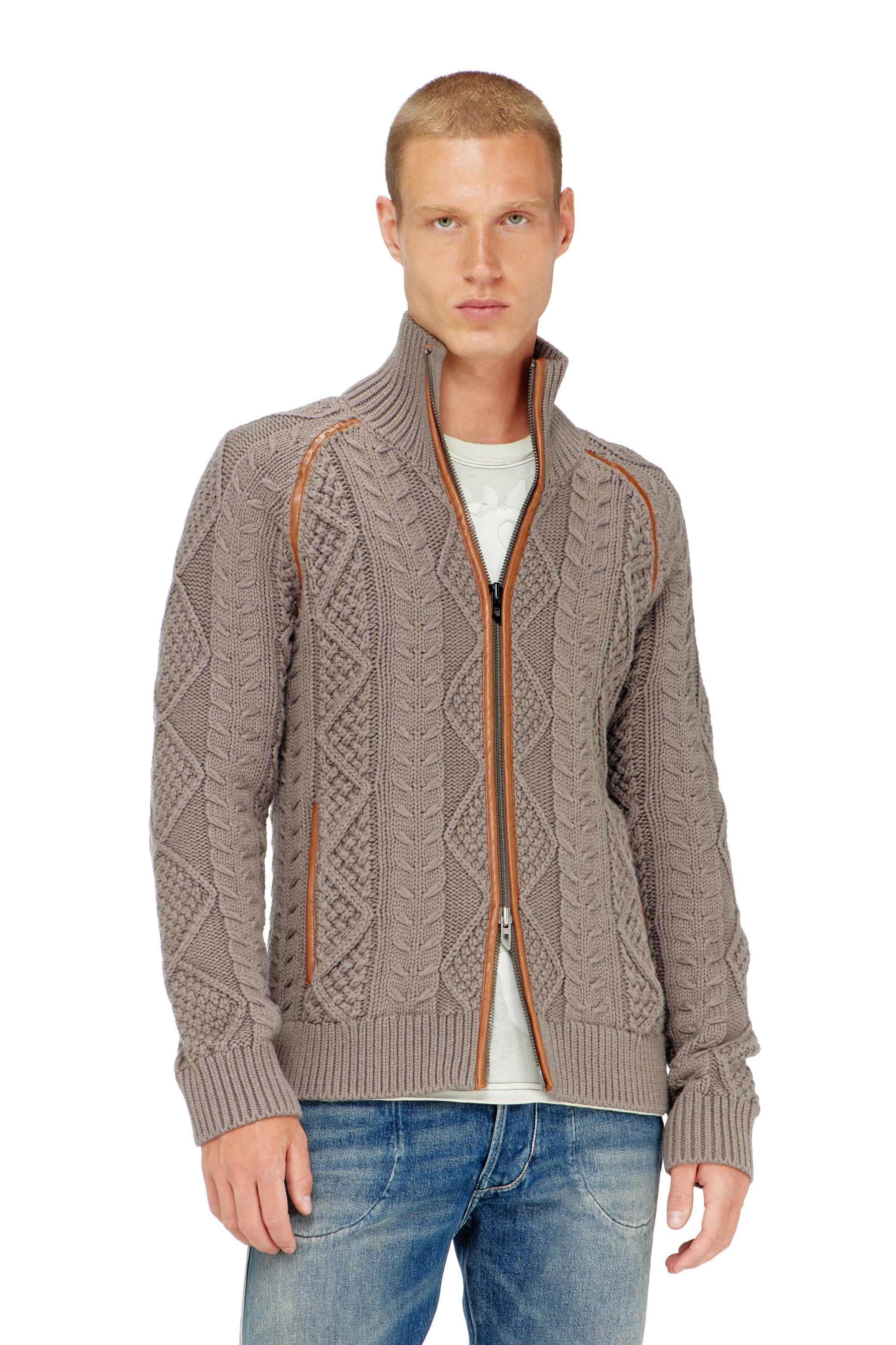 Diesel - K-INOKI, Cardigan con zip effetto maglia intrecciata Uomo in ToBeDefined - 1