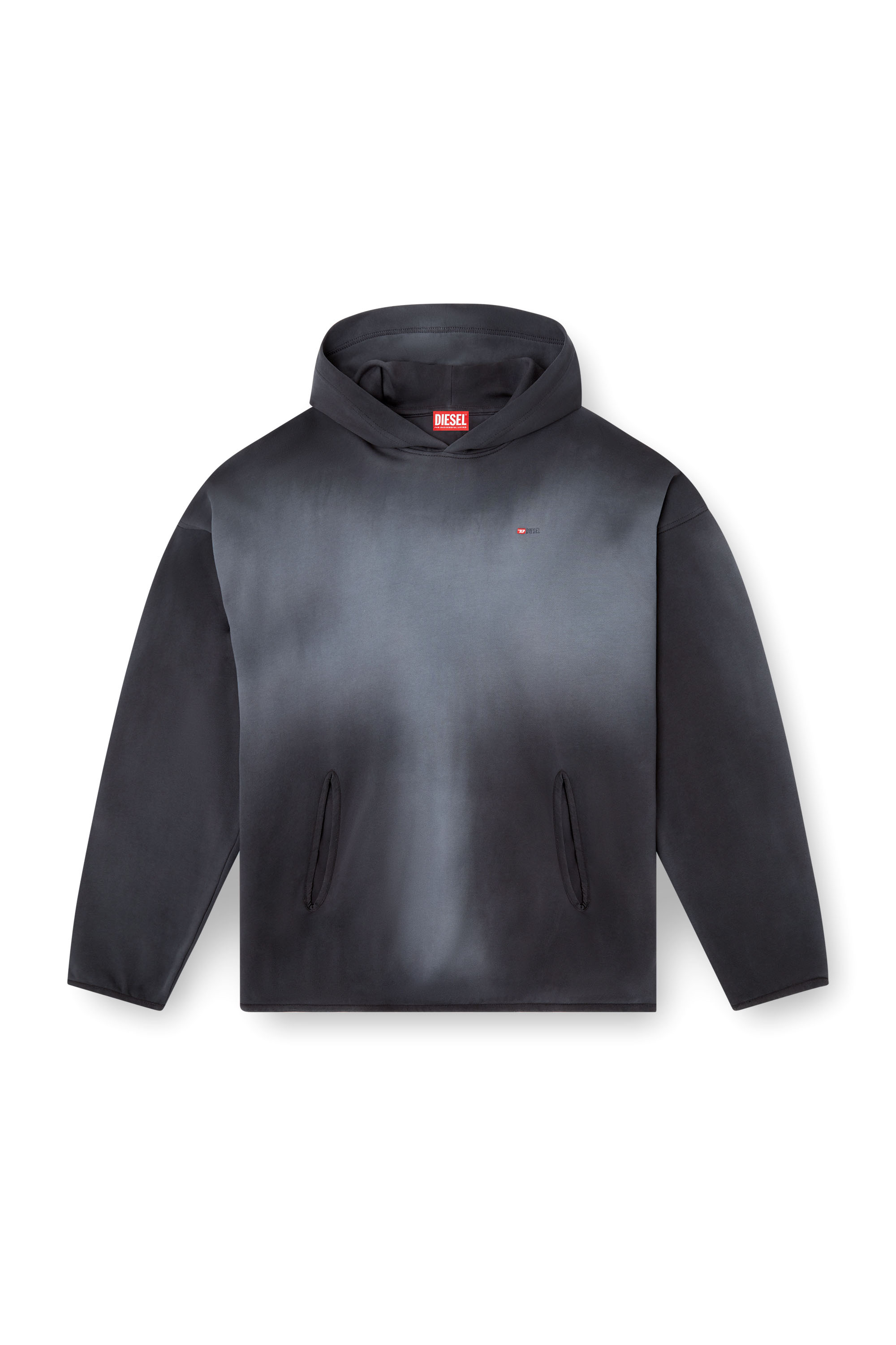 Diesel - S-EE-T1, Hoodie sfumato con micro logo Uomo in Nero - 3