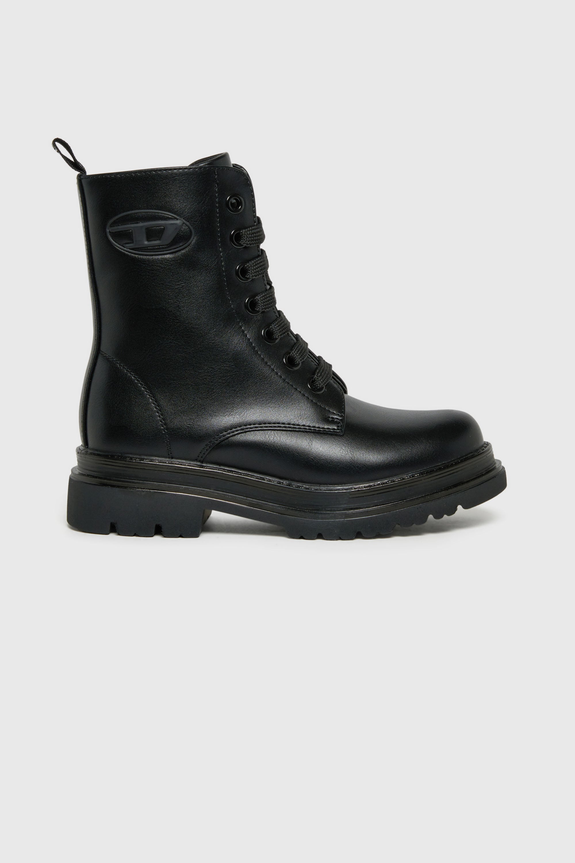 Diesel - D-ANFISTR-PU, D-Anfistr- Stivali combat con logo Oval D embossato Unisex in Nero - 1