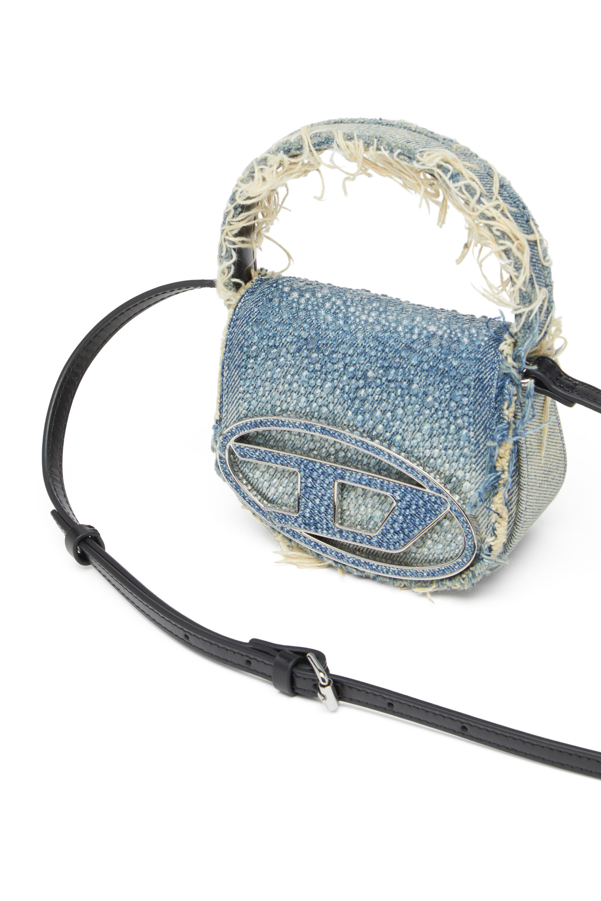 Diesel - 1DR XS, 1DR XS-Iconica mini bag in denim e cristalli Donna in Blu - 6