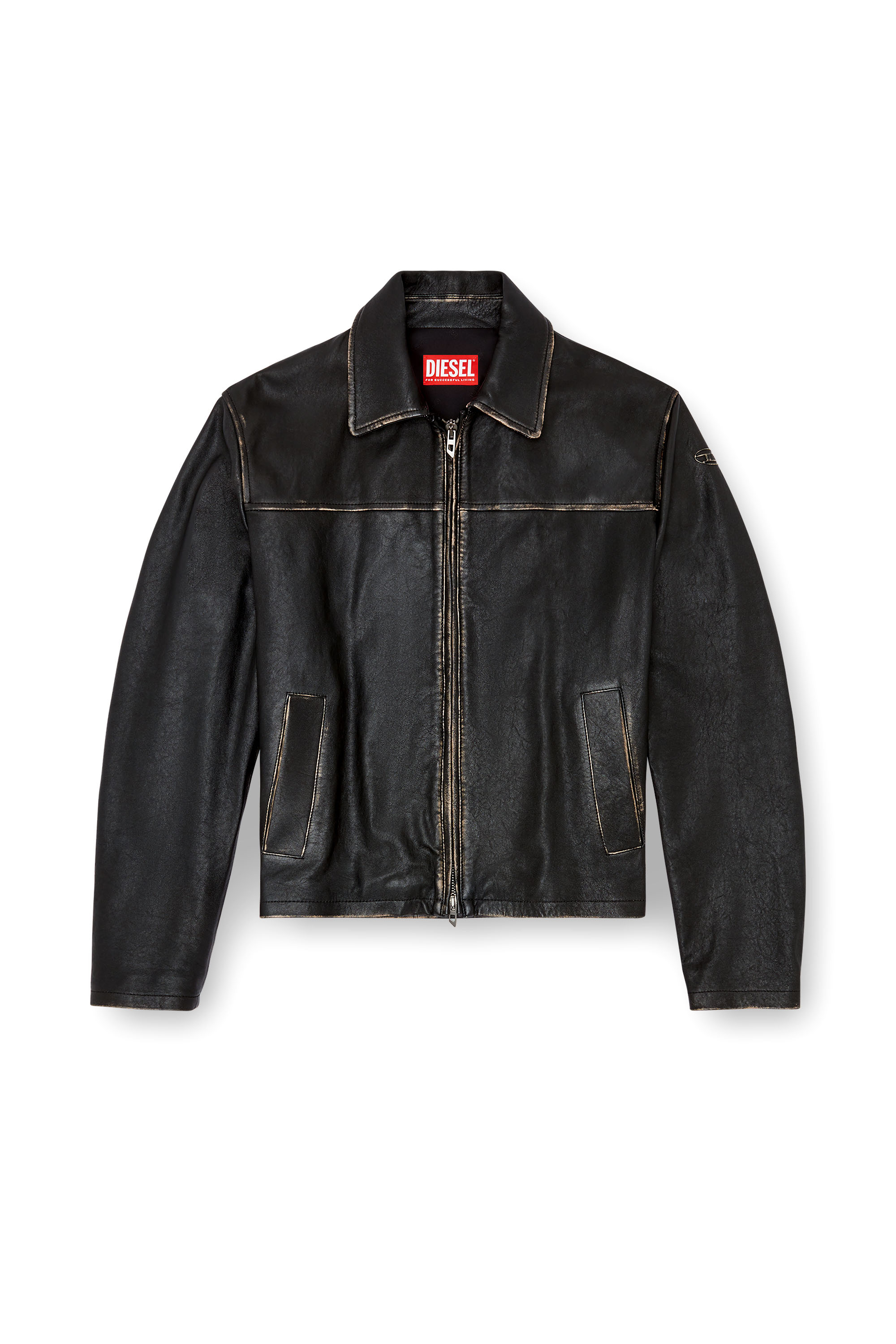 Diesel - L-BLIXIA, Uomo Giacca in pelle distressed in Nero - Image 3