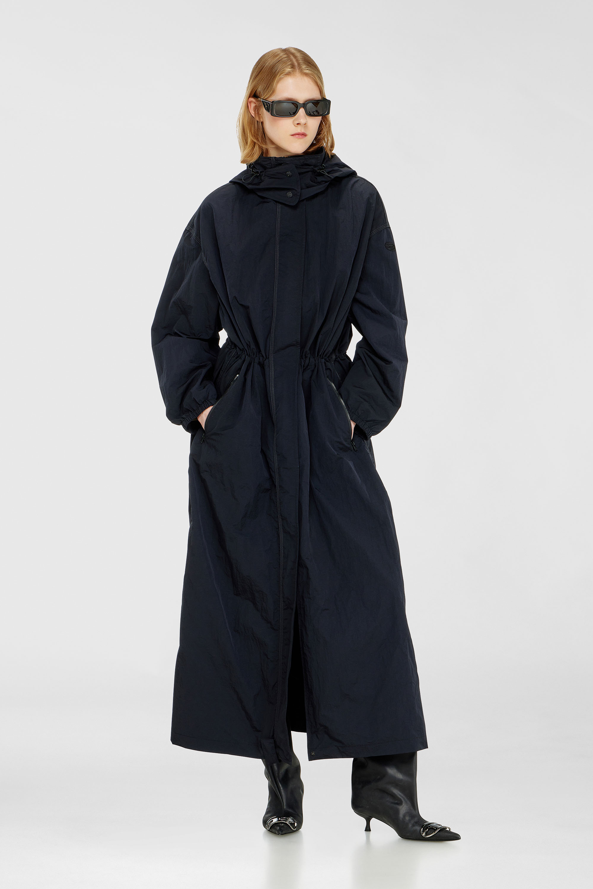 Diesel - G-ASTER-T1, Trench in nylon con cappuccio rimovibile Donna in Blu - 2