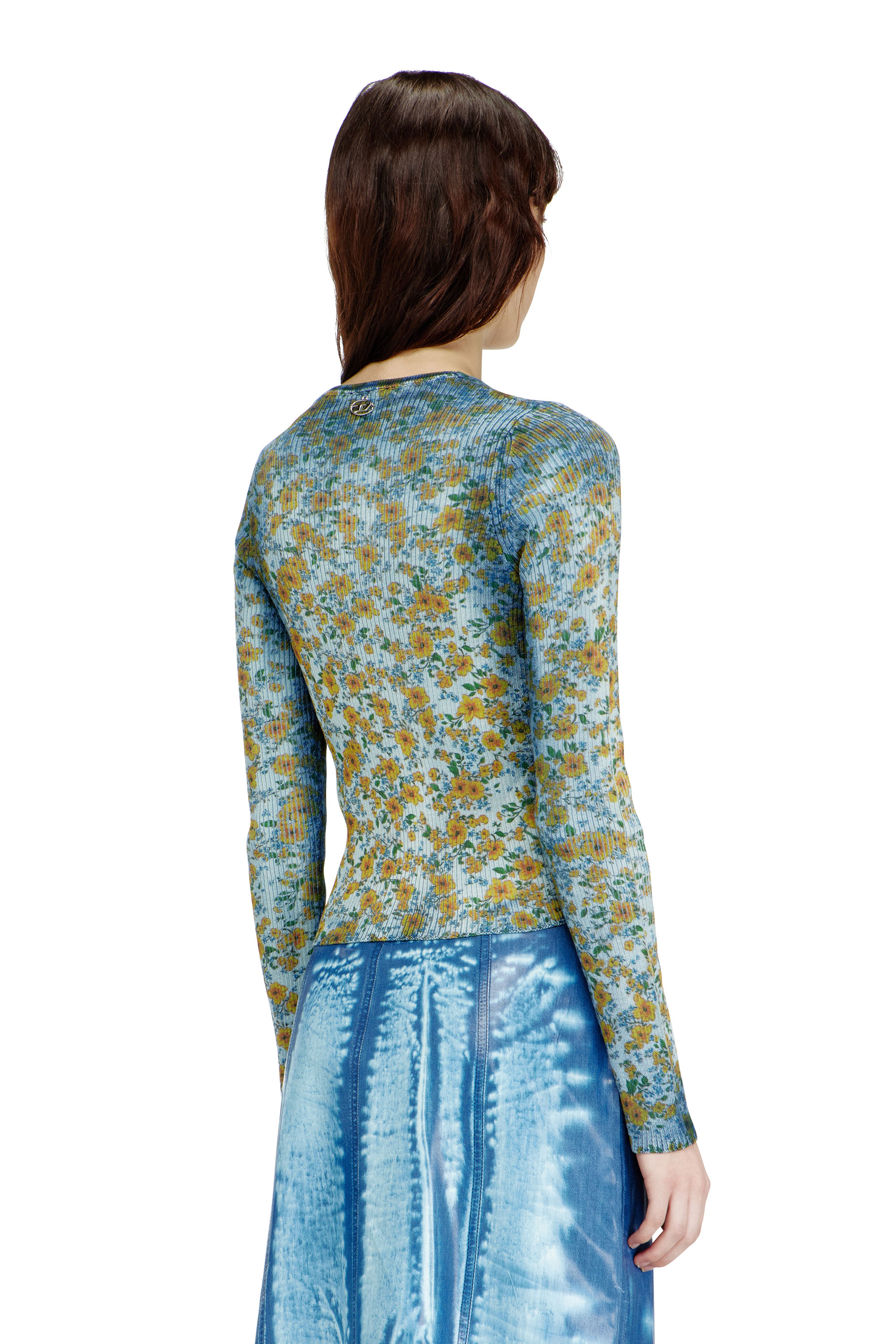 Diesel - M-EGE, Top a coste con stampa floreale effetto X-Ray Donna in Blu - 4