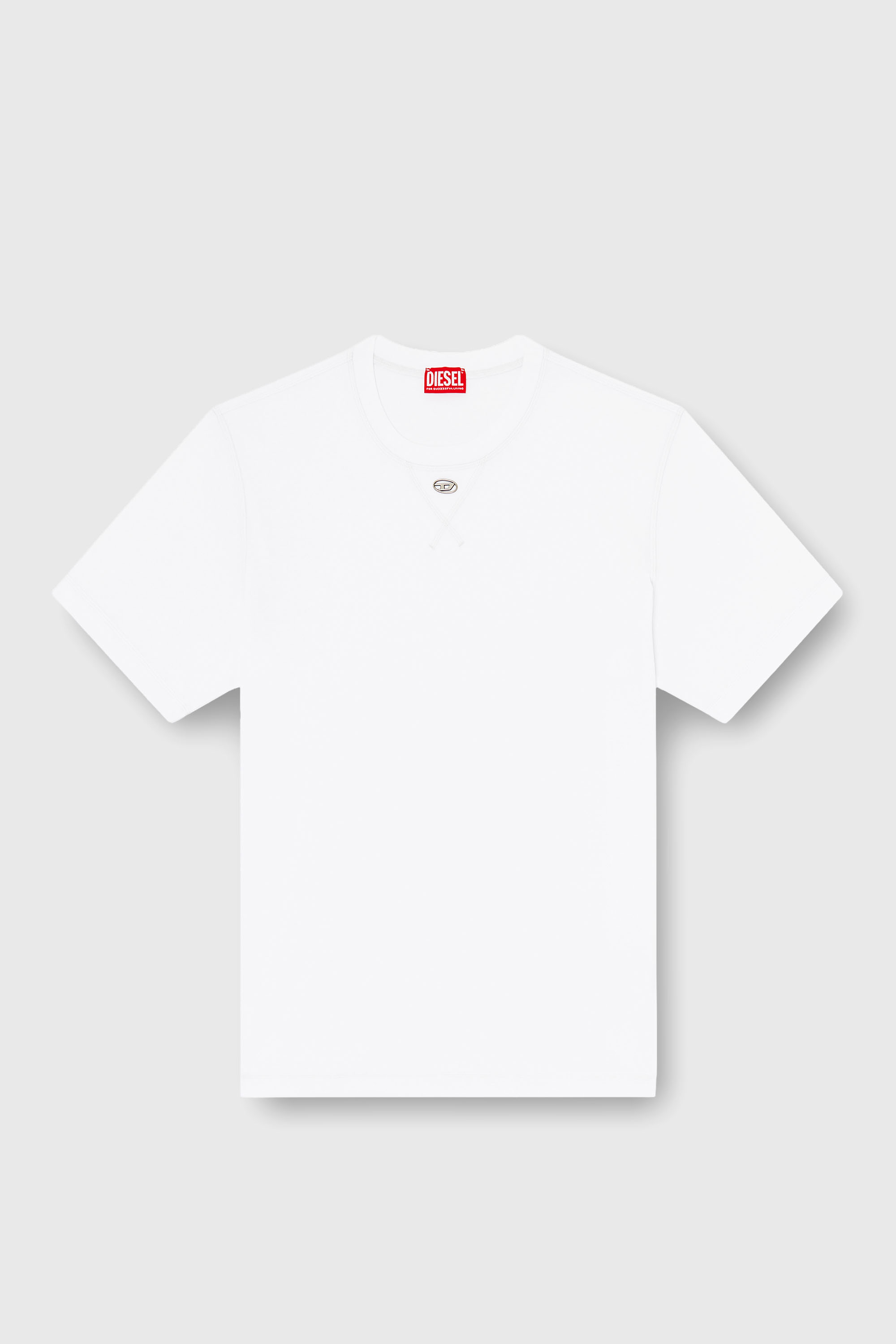 Diesel - T-MADJUST-TR, T-shirt regular con girocollo e Oval D Uomo in Bianco - 2