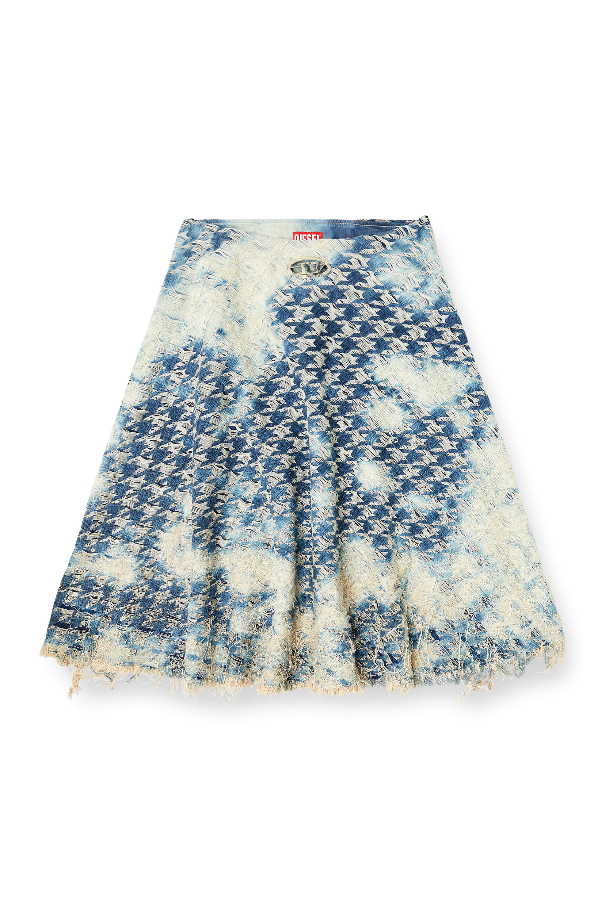 Diesel - DE-ANNET-FSH1, Gonna midi in denim con trama pied-de-poule Donna in Blu - 3