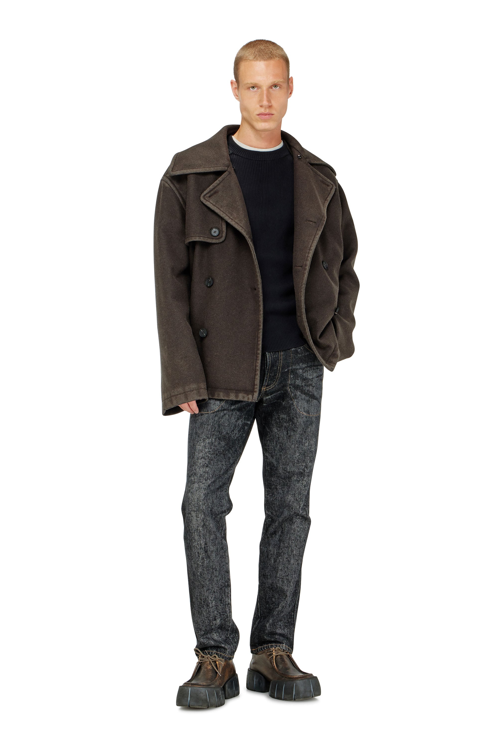 Diesel - K-MARTIN, Maglia a coste con pannelli sulle spalle Uomo in Nero - 2