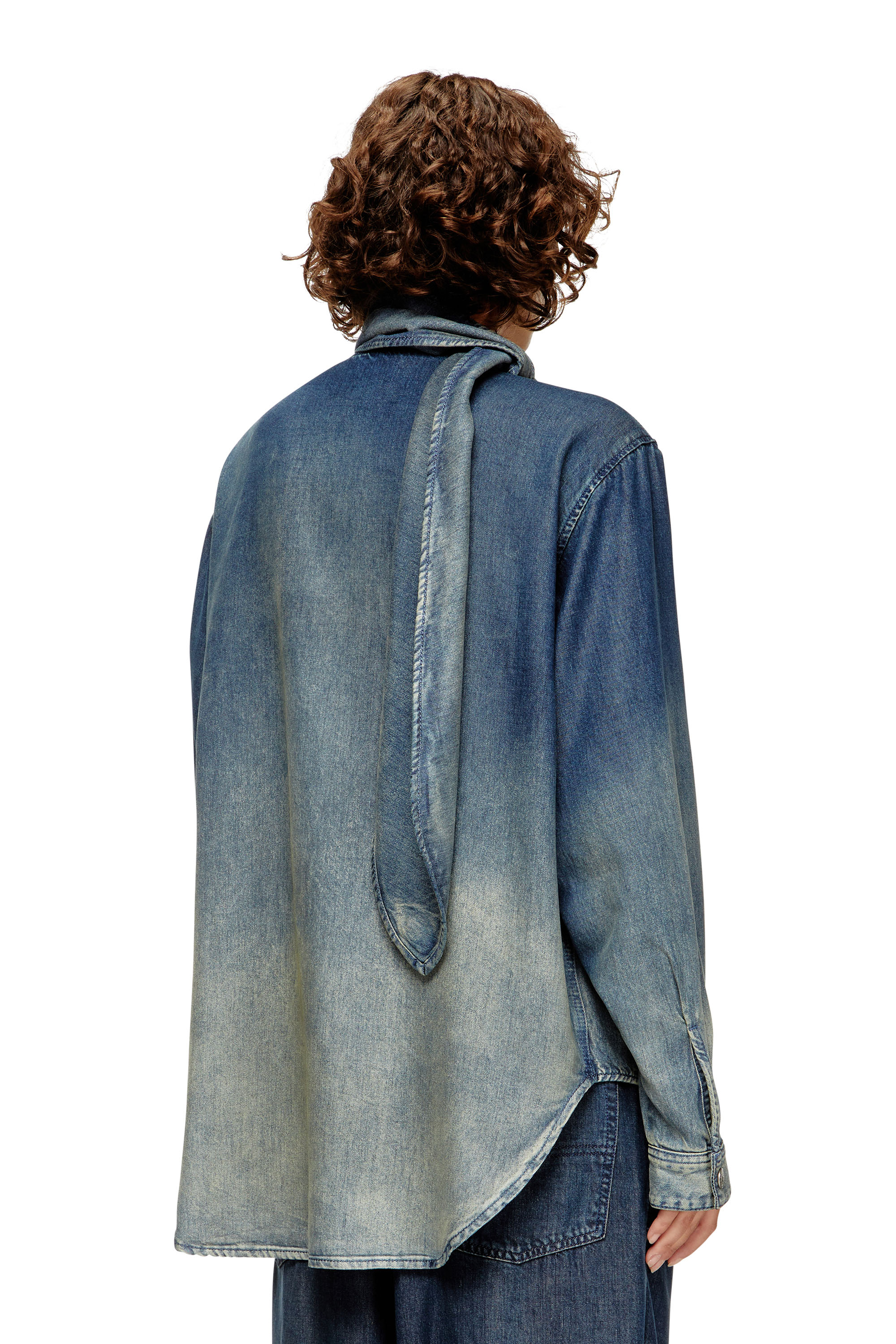 Diesel - DE-NANCY-S, Blusa in denim fluido sfumato Donna in Blu - 4