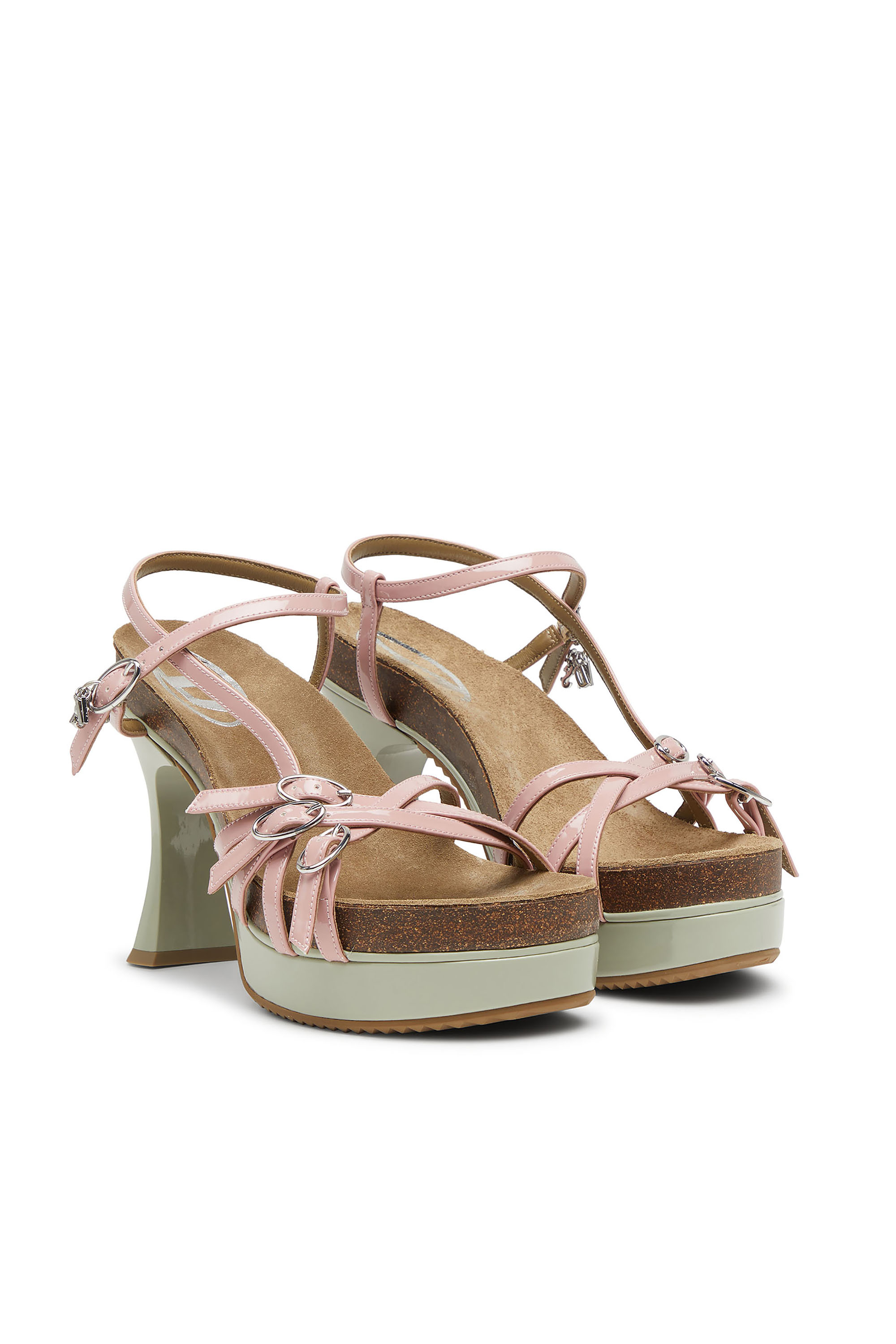Diesel - D-WOODSTOCK 105 SANDAL, D-Woodstock-Sandali platform con cinturini in PU lucido Donna in Multicolor - 3
