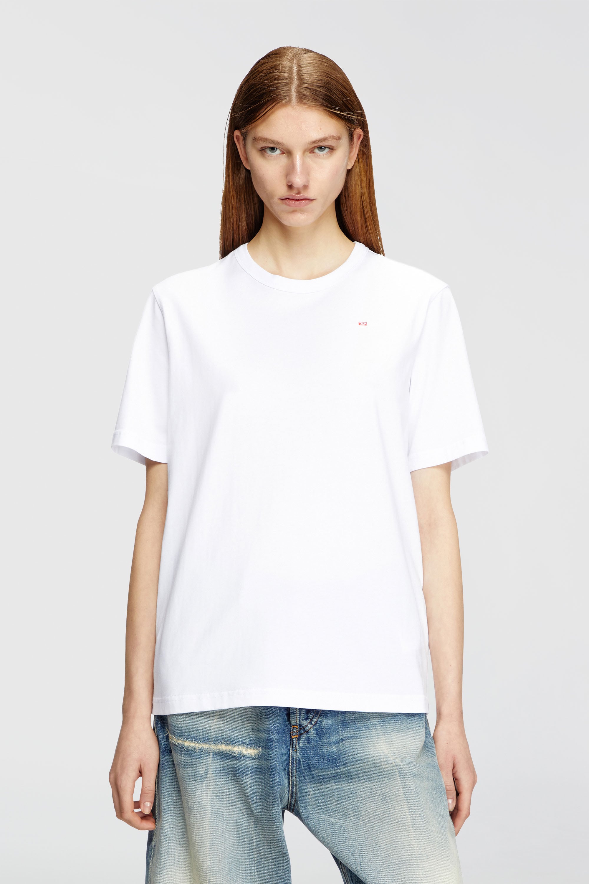 Diesel - T-ADJUST-MICRODIV, T-shirt con micro logo ricamato Unisex in Bianco - 1