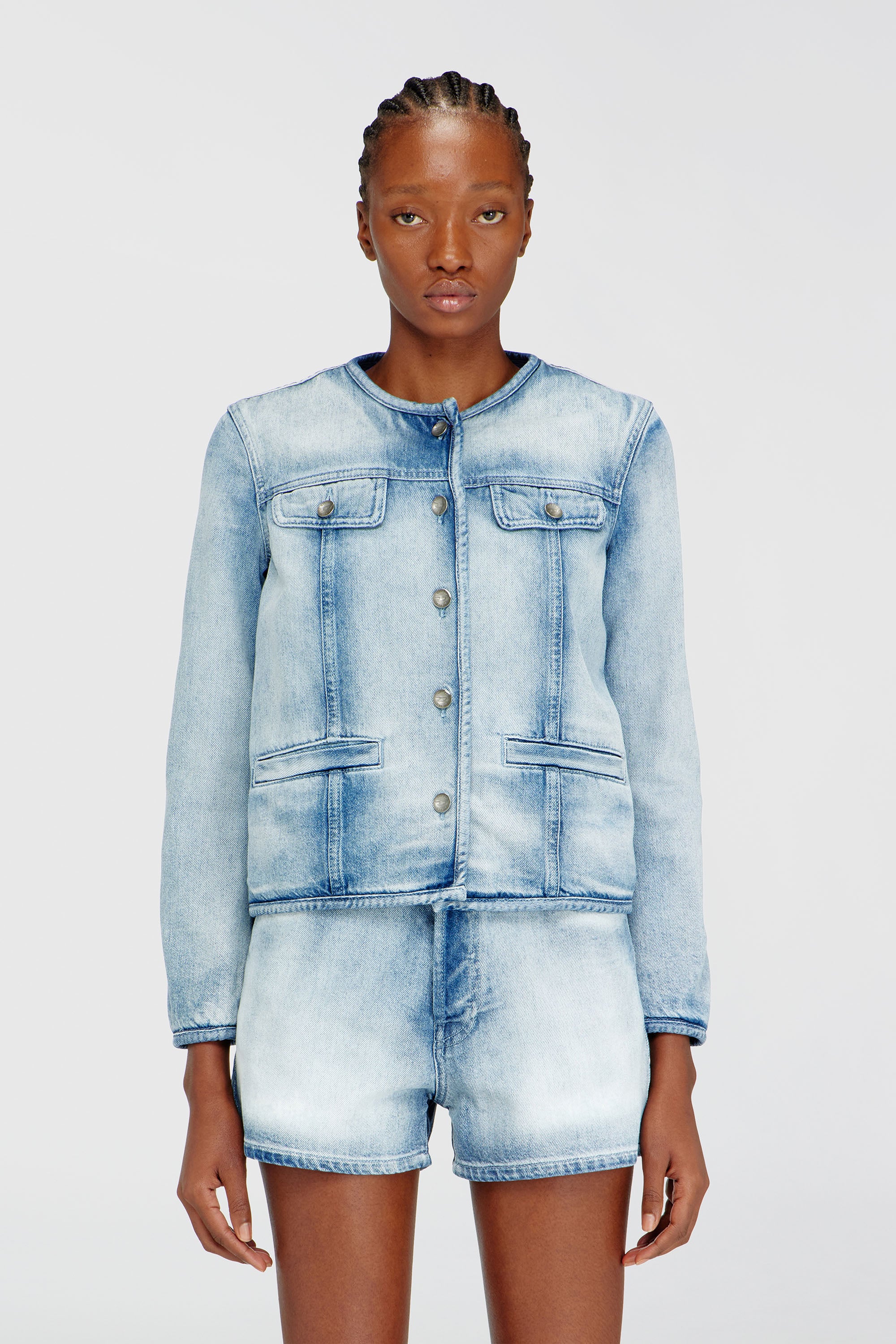 Diesel - DE-GRAFY-FSI1, Giacca in denim skeleton medio-chiaro Donna in Blu - 1